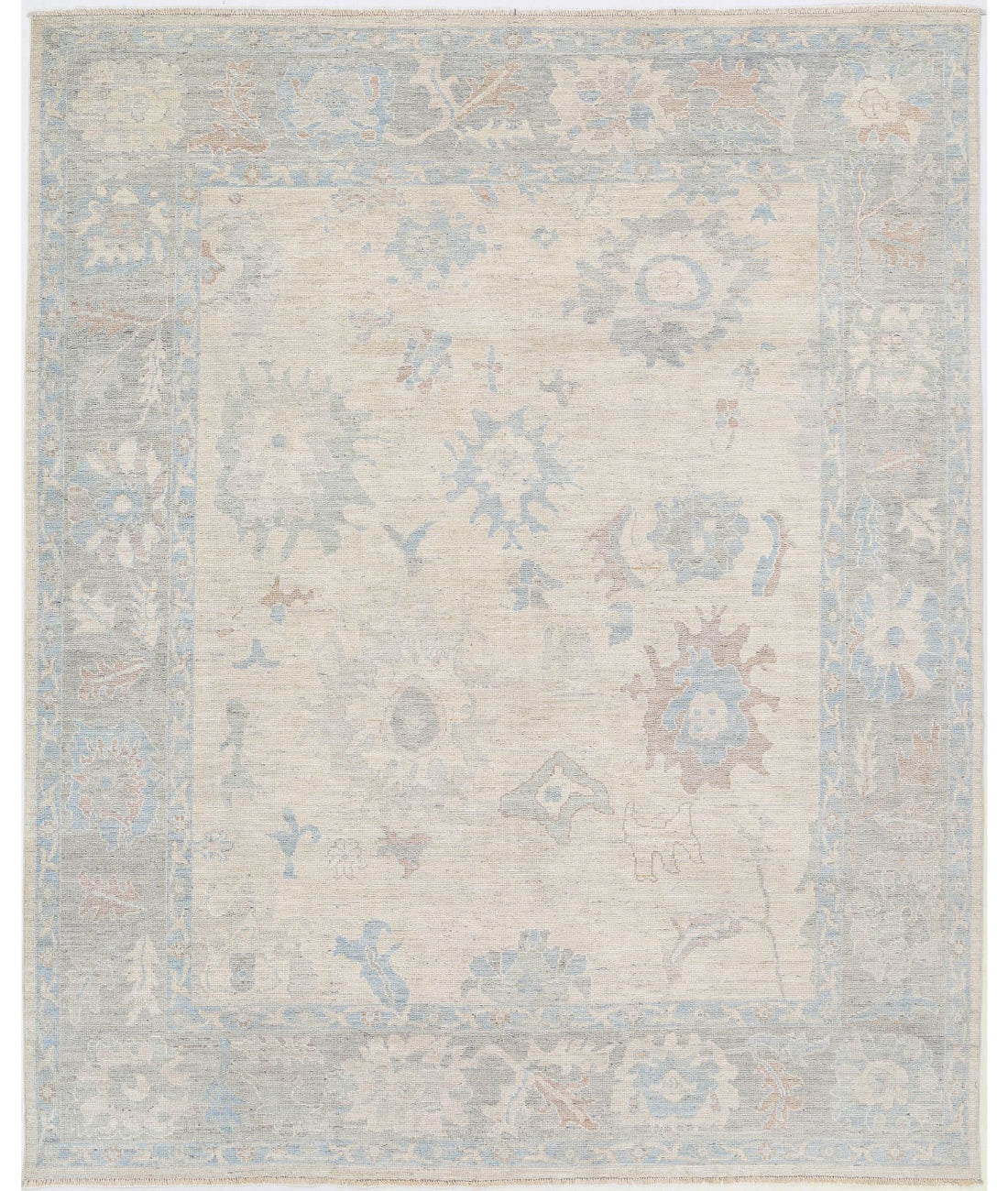 Oushak 8'2'' X 9'11'' Hand-Knotted Wool Rug 8'2'' x 9'11'' (245 X 298) / Ivory / Grey