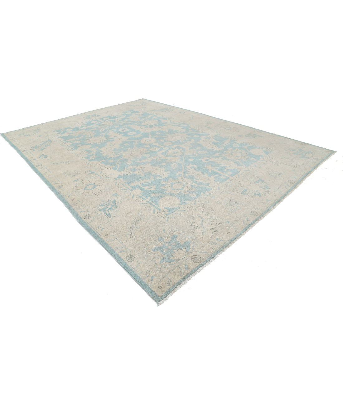 Oushak 9'11'' X 13'5'' Hand-Knotted Wool Rug 9'11'' x 13'5'' (298 X 403) / Green / Taupe