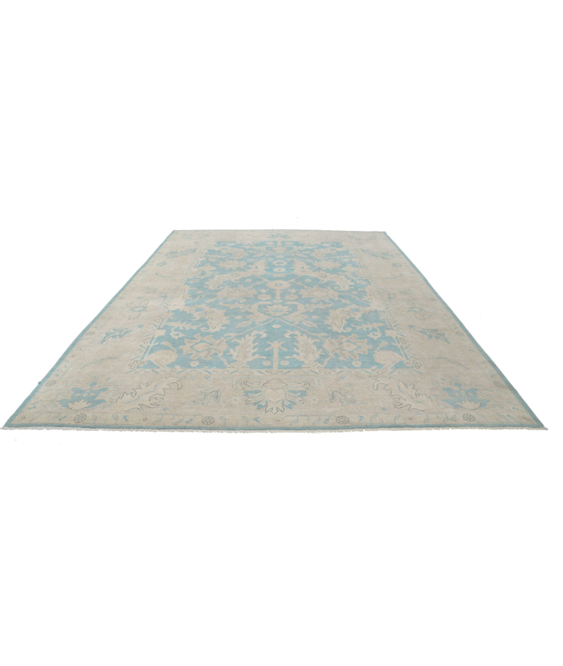 Oushak 9'11'' X 13'5'' Hand-Knotted Wool Rug 9'11'' x 13'5'' (298 X 403) / Green / Taupe