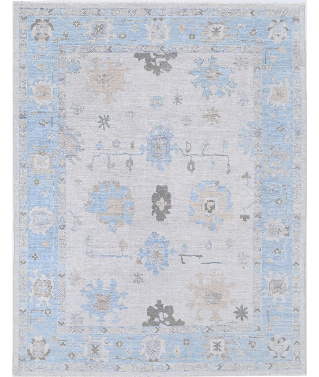 Oushak 9'4'' X 12'2'' Hand-Knotted Wool Rug 9'4'' x 12'2'' (280 X 365) / Ivory / Blue