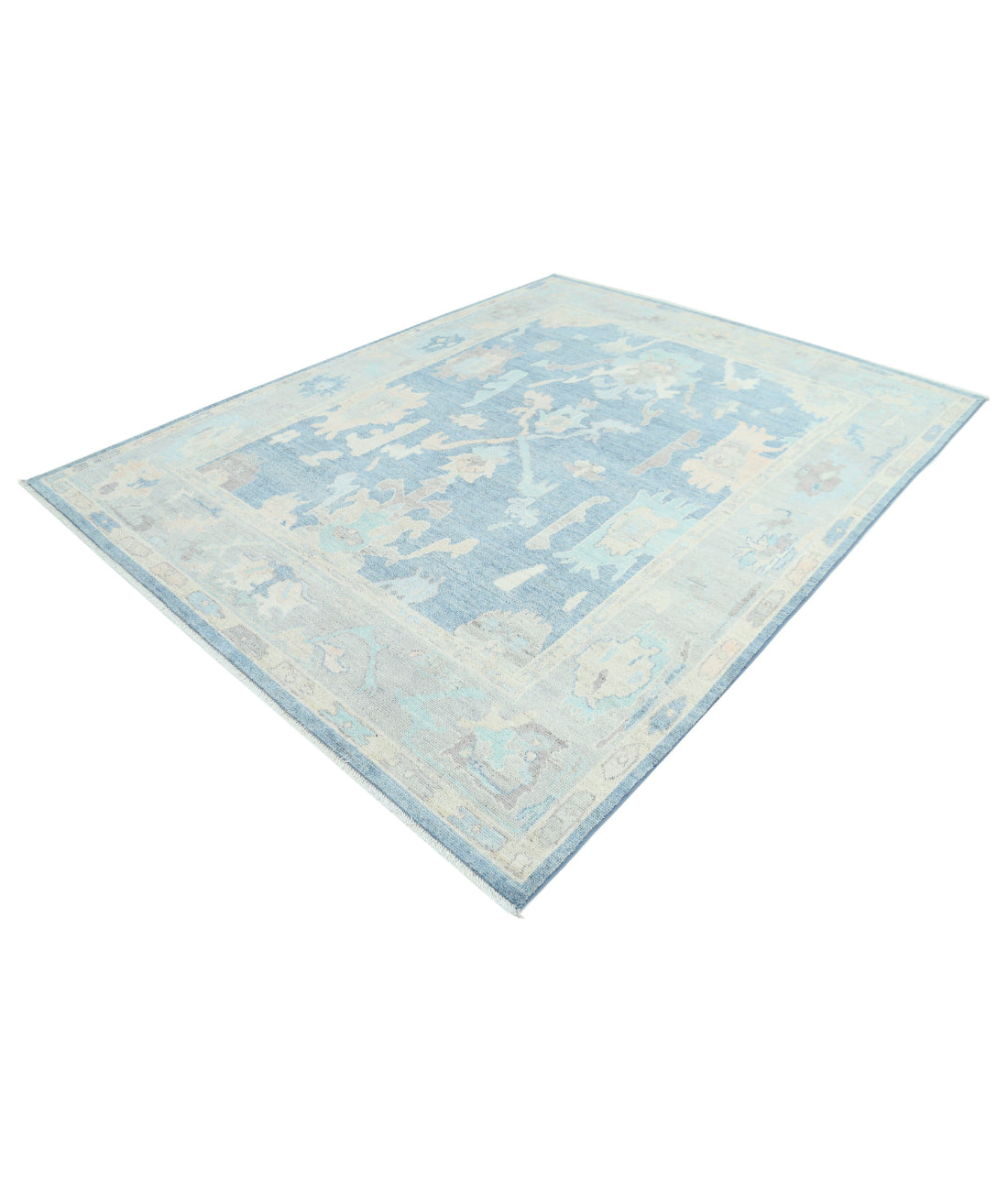 Oushak 7'11'' X 10'0'' Hand-Knotted Wool Rug 7'11'' x 10'0'' (238 X 300) / Blue / Green