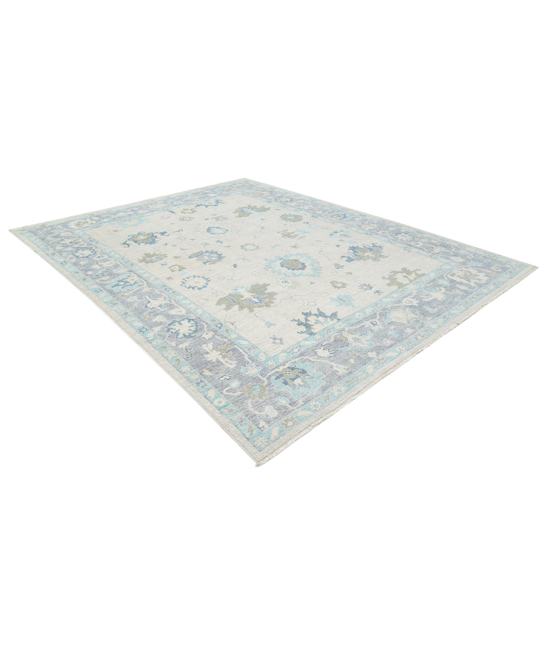 Oushak 9'1'' X 11'9'' Hand-Knotted Wool Rug 9'1'' x 11'9'' (273 X 353) / Silver / Grey