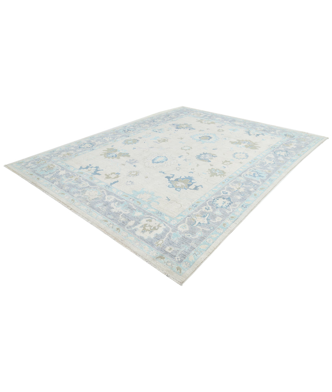 Oushak 9'1'' X 11'9'' Hand-Knotted Wool Rug 9'1'' x 11'9'' (273 X 353) / Silver / Grey