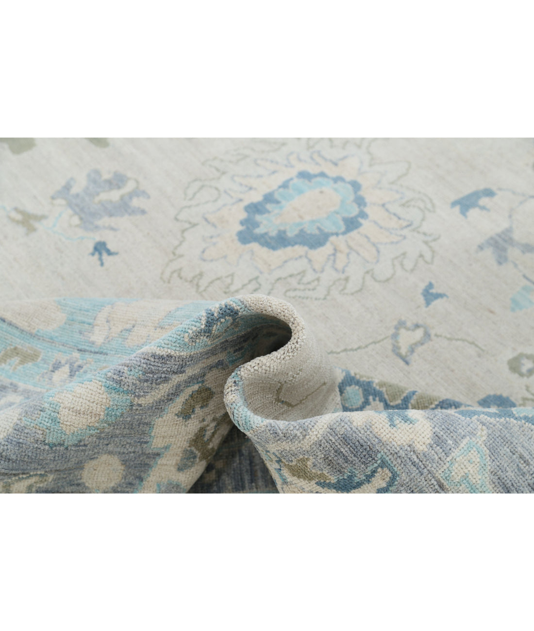 Oushak 9'1'' X 11'9'' Hand-Knotted Wool Rug 9'1'' x 11'9'' (273 X 353) / Silver / Grey