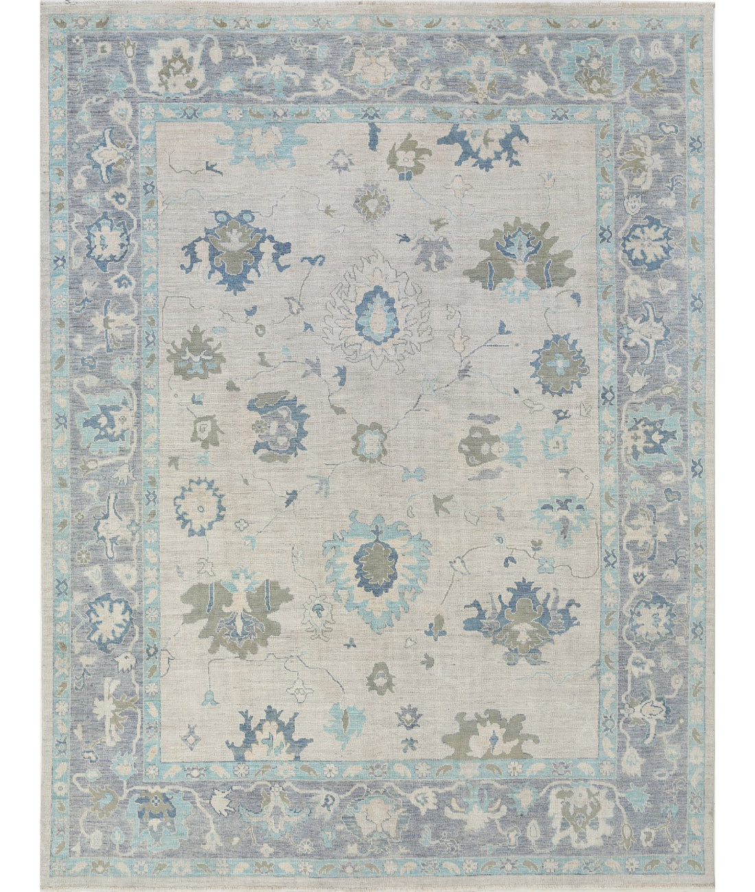 Oushak 9'1'' X 11'9'' Hand-Knotted Wool Rug 9'1'' x 11'9'' (273 X 353) / Silver / Grey