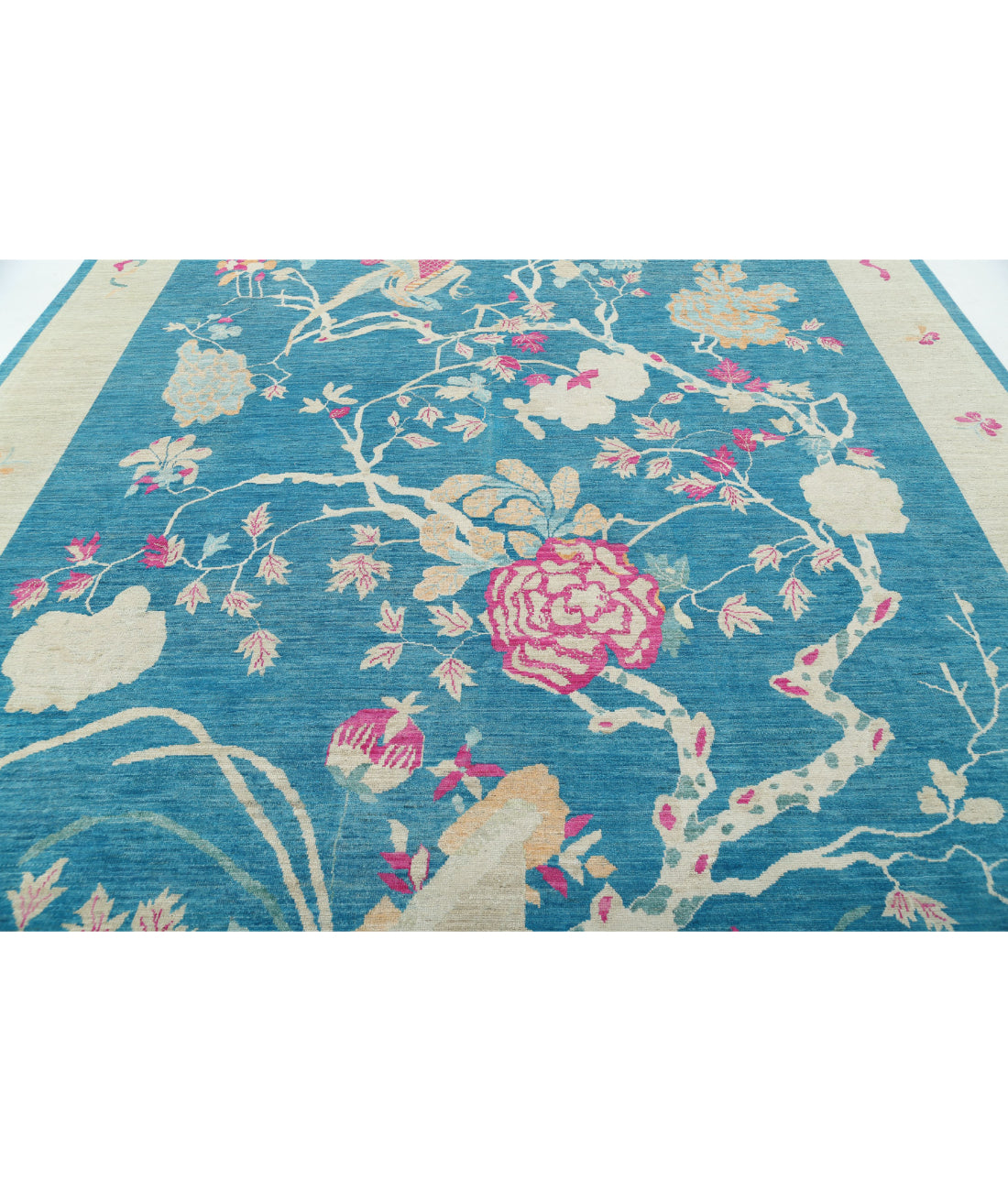 Chinese 10'2'' X 13'8'' Hand-Knotted Wool Rug 10'2'' x 13'8'' (305 X 410) / Blue / Ivory