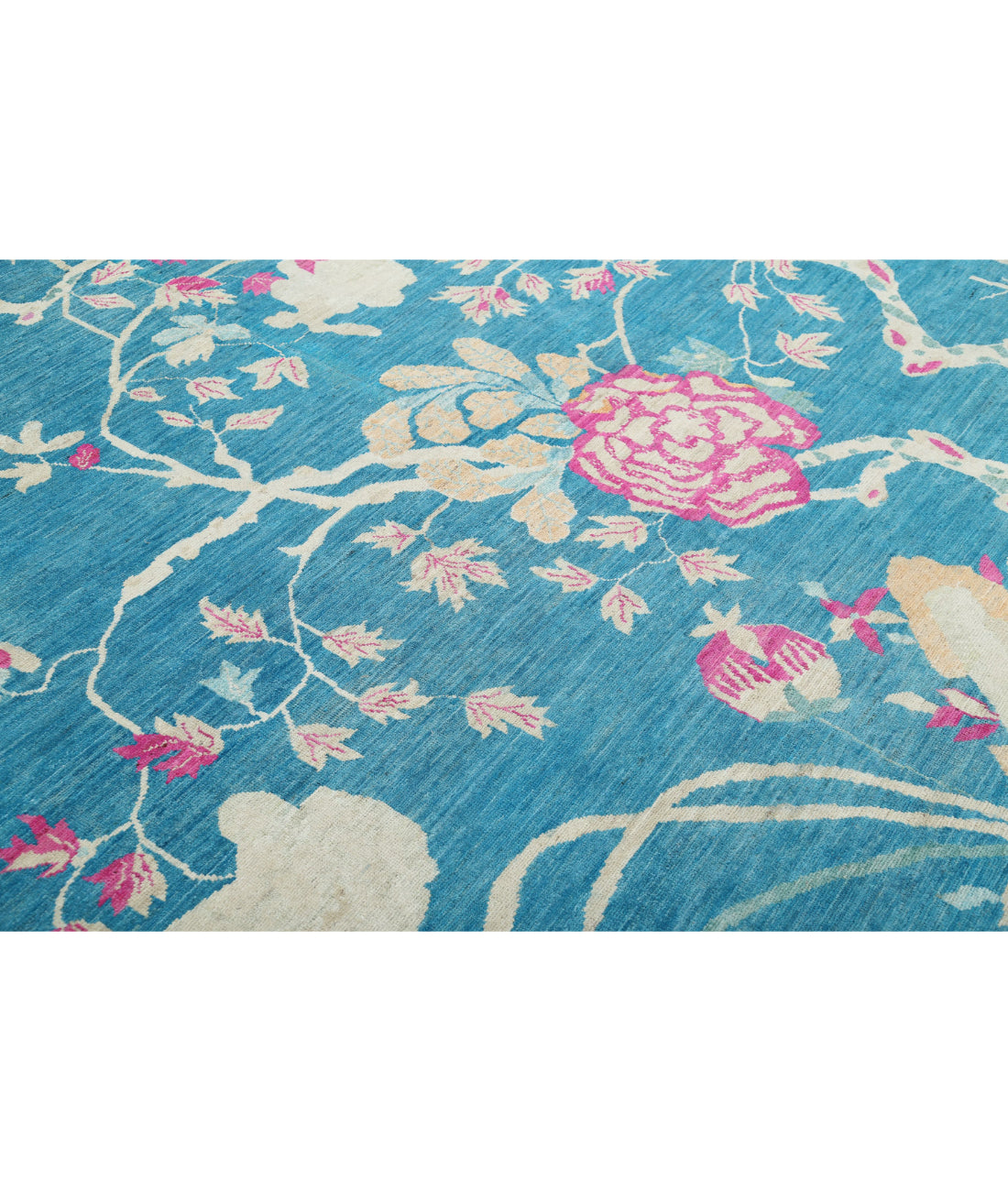 Chinese 10'2'' X 13'8'' Hand-Knotted Wool Rug 10'2'' x 13'8'' (305 X 410) / Blue / Ivory