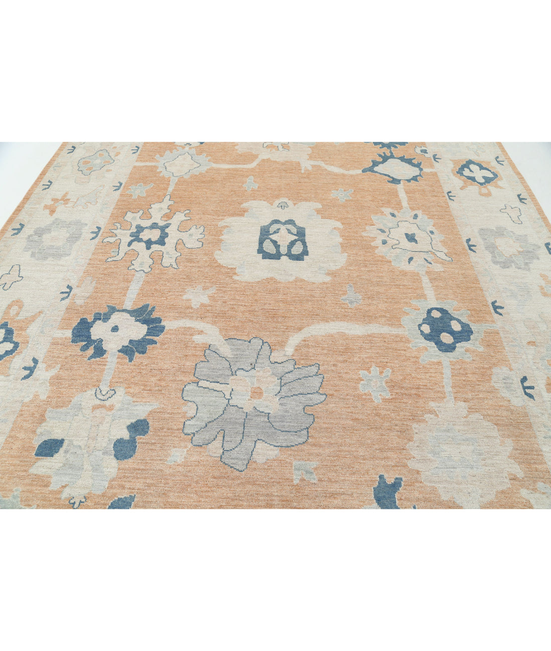 Oushak 9'0'' X 12'0'' Hand-Knotted Wool Rug 9'0'' x 12'0'' (270 X 360) / Rust / Blue