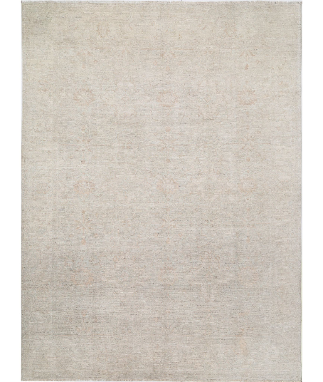 Oushak 9'0'' X 11'6'' Hand-Knotted Wool Rug 9'0'' x 11'6'' (270 X 345) / Ivory / Ivory