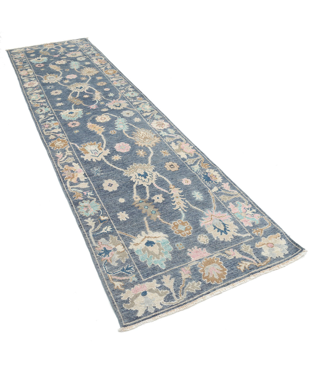 Oushak 3'1'' X 11'9'' Hand-Knotted Wool Rug 3'1'' x 11'9'' (93 X 353) / Grey / Grey