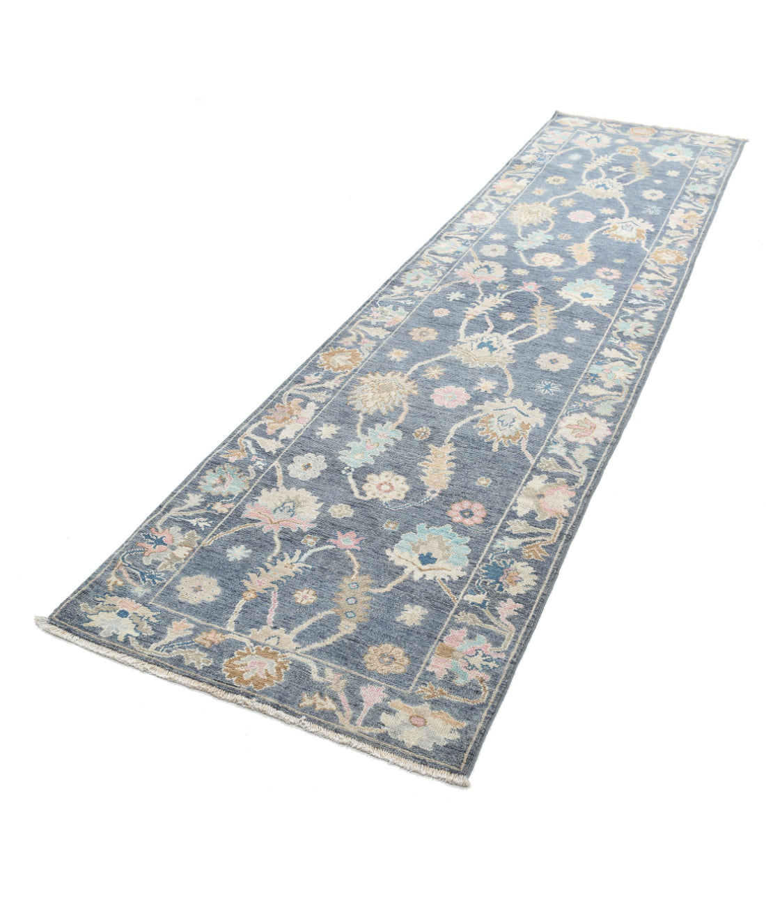 Oushak 3'1'' X 11'9'' Hand-Knotted Wool Rug 3'1'' x 11'9'' (93 X 353) / Grey / Grey