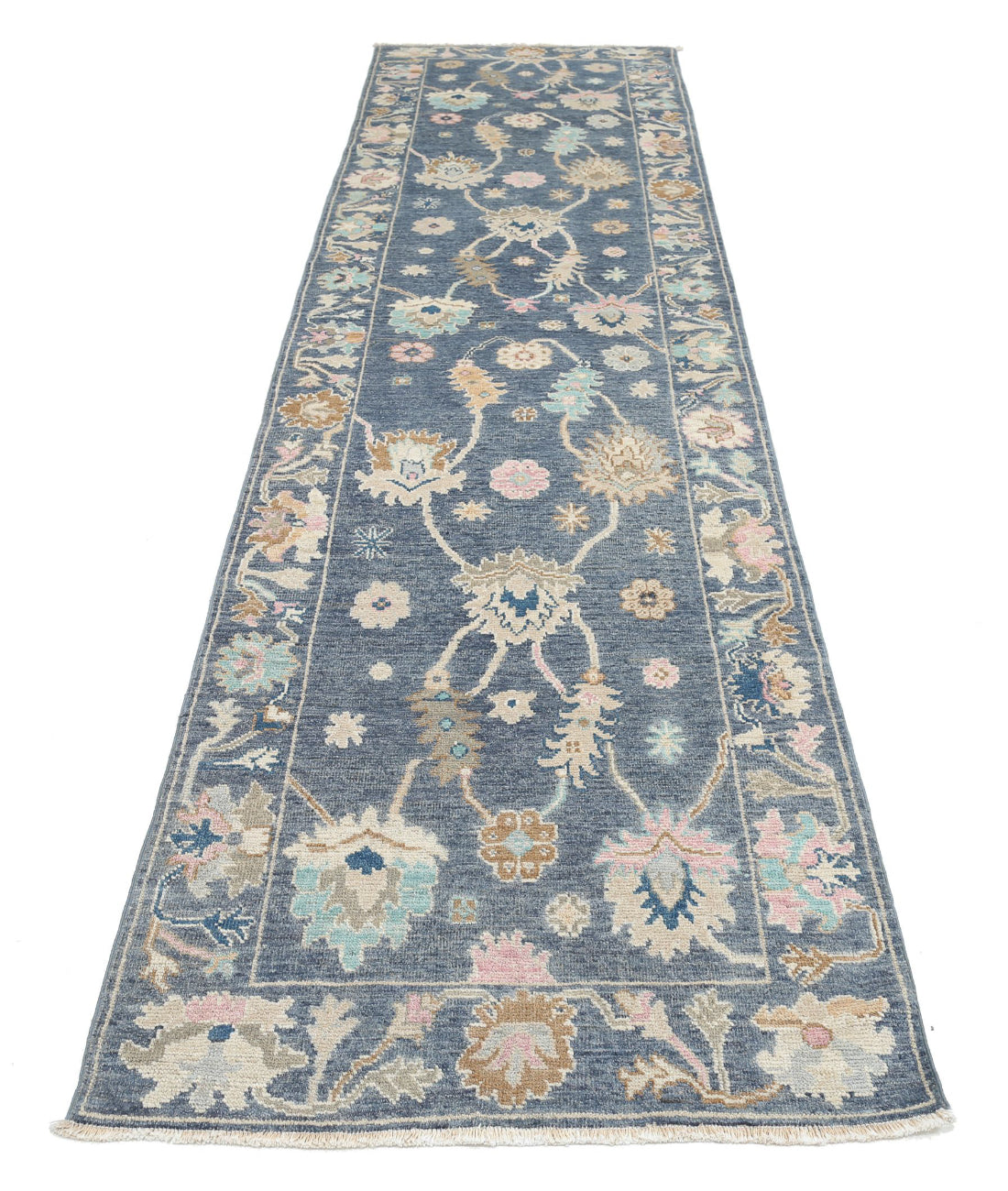 Oushak 3'1'' X 11'9'' Hand-Knotted Wool Rug 3'1'' x 11'9'' (93 X 353) / Grey / Grey