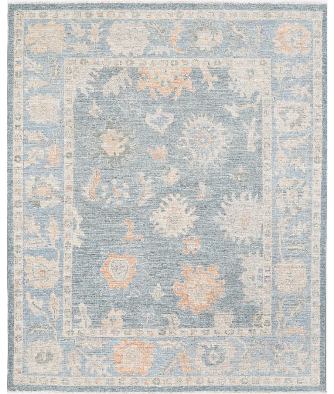 Oushak 8'1'' X 9'10'' Hand-Knotted Wool Rug 8'1'' x 9'10'' (243 X 295) / Grey / Blue