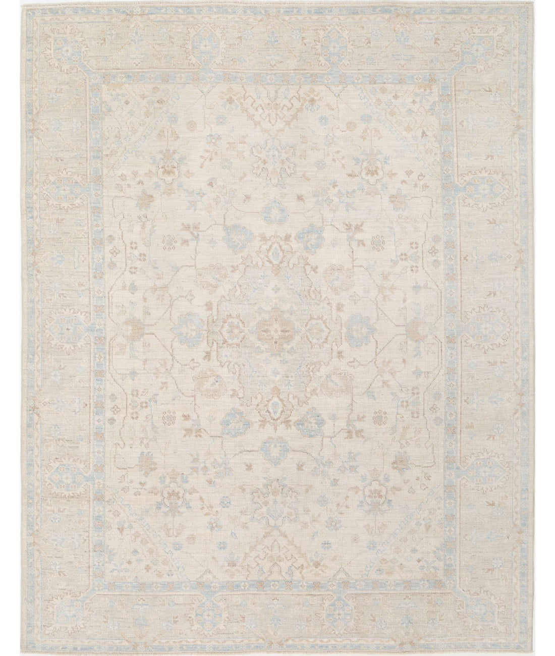 Oushak 9'4'' X 11'10'' Hand-Knotted Wool Rug 9'4'' x 11'10'' (280 X 355) / Ivory / Grey