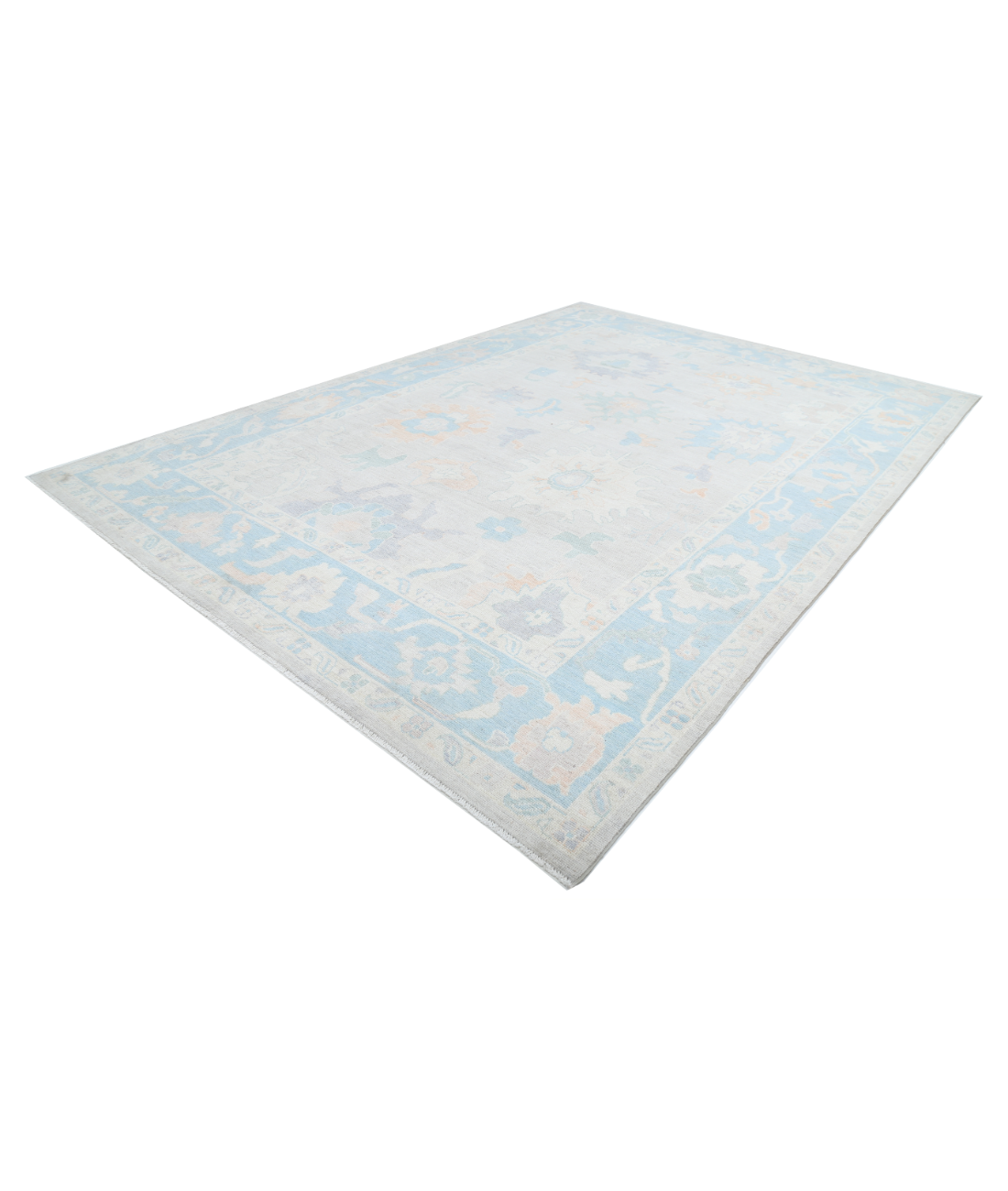 Oushak 10'3'' X 14'2'' Hand-Knotted Wool Rug 10'3'' x 14'2'' (308 X 425) / Grey / Blue