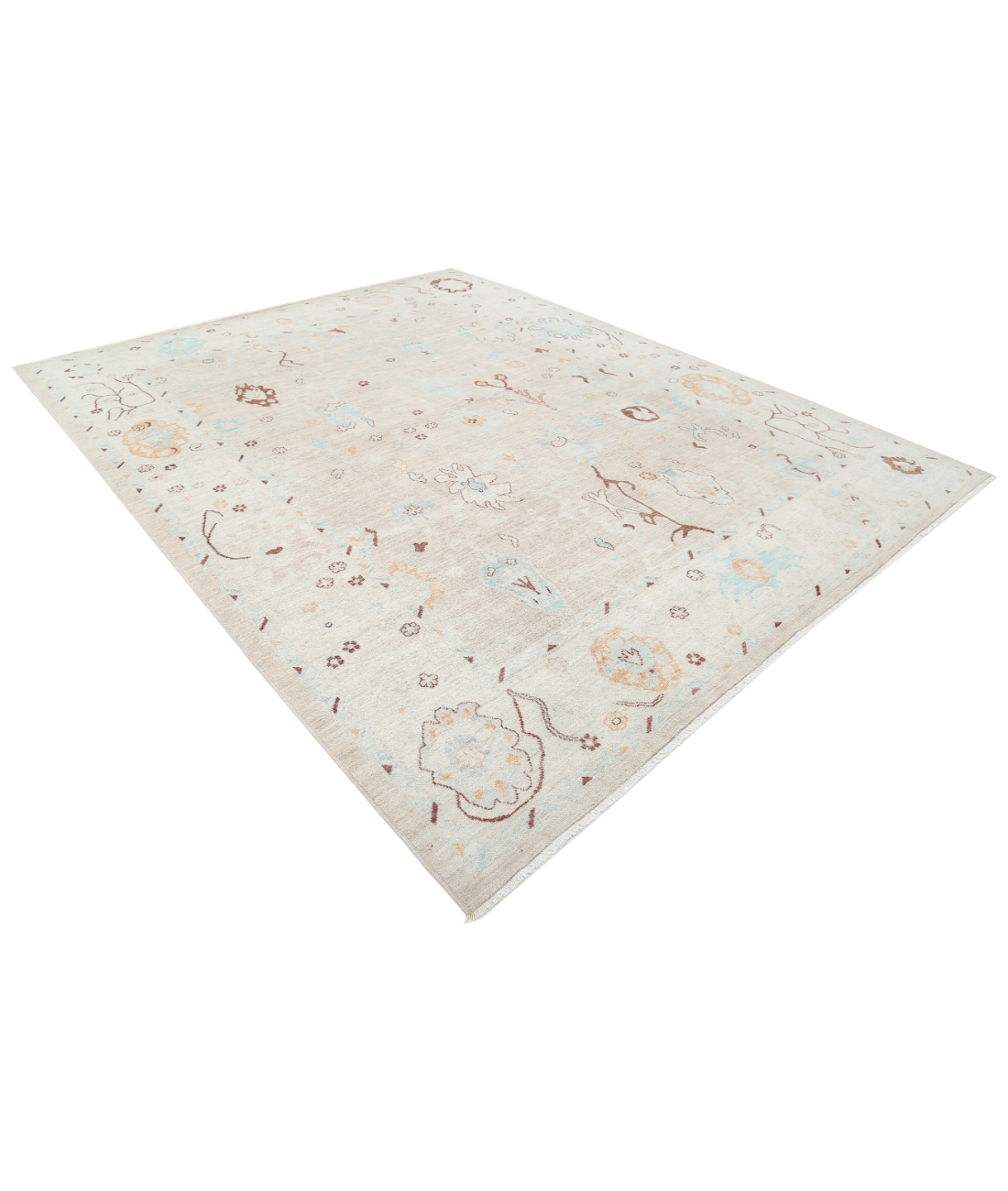 Hand Knotted Oushak Wool Rug 9' 3" X 11' 9" 9' 3" X 11' 9" (282 X 358) / Taupe / Ivory