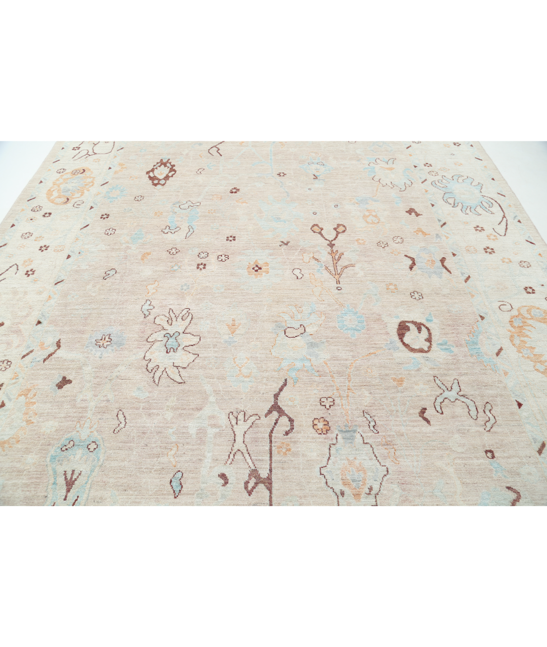 Hand Knotted Oushak Wool Rug 9' 3" X 11' 9" 9' 3" X 11' 9" (282 X 358) / Taupe / Ivory