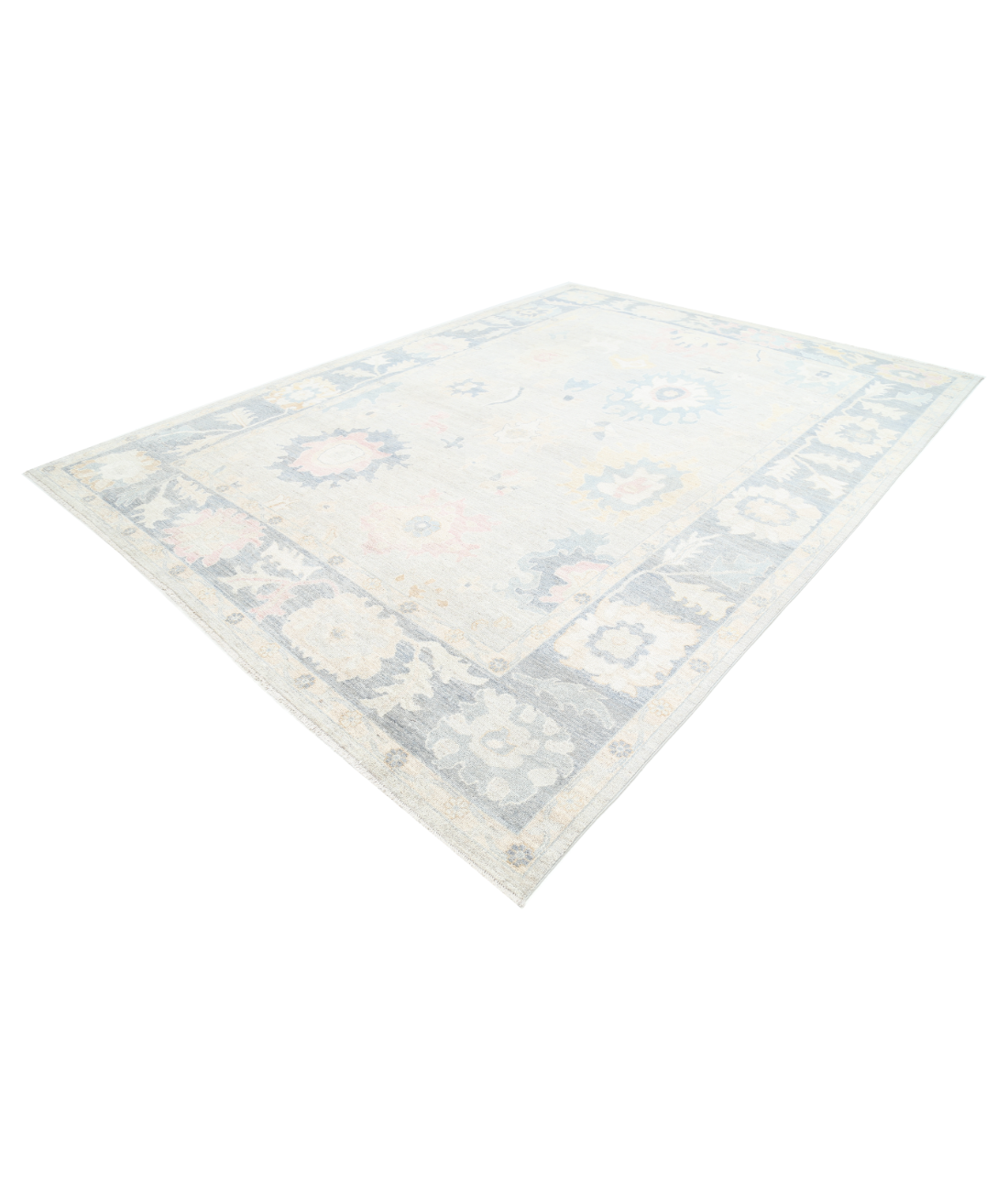 Oushak 10' 0" X 13' 7" Hand-Knotted Wool Rug 10' 0" X 13' 7" (305 X 414) / Silver / Grey