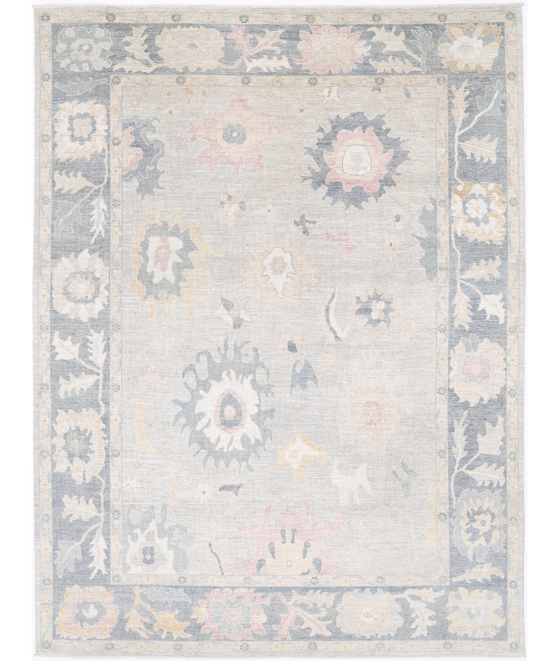 Oushak 10' 0" X 13' 7" Hand-Knotted Wool Rug 10' 0" X 13' 7" (305 X 414) / Silver / Grey