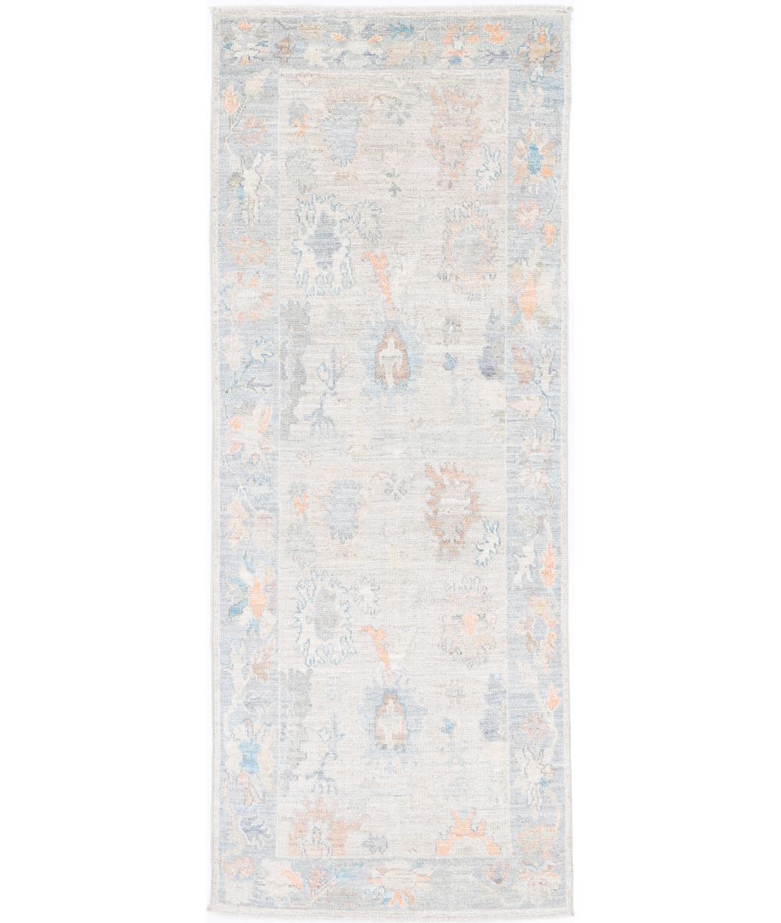 Oushak 3' 0" X 8' 4" Hand-Knotted Wool Rug 3' 0" X 8' 4" (91 X 254) / Taupe / Grey