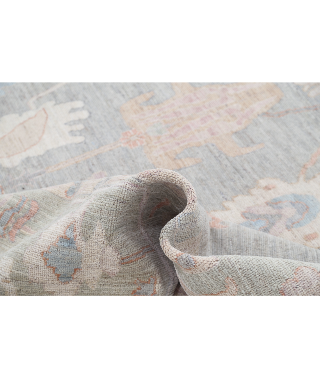 Oushak 10' 0" X 13' 10" Hand-Knotted Wool Rug 10' 0" X 13' 10" (305 X 422) / Grey / Green