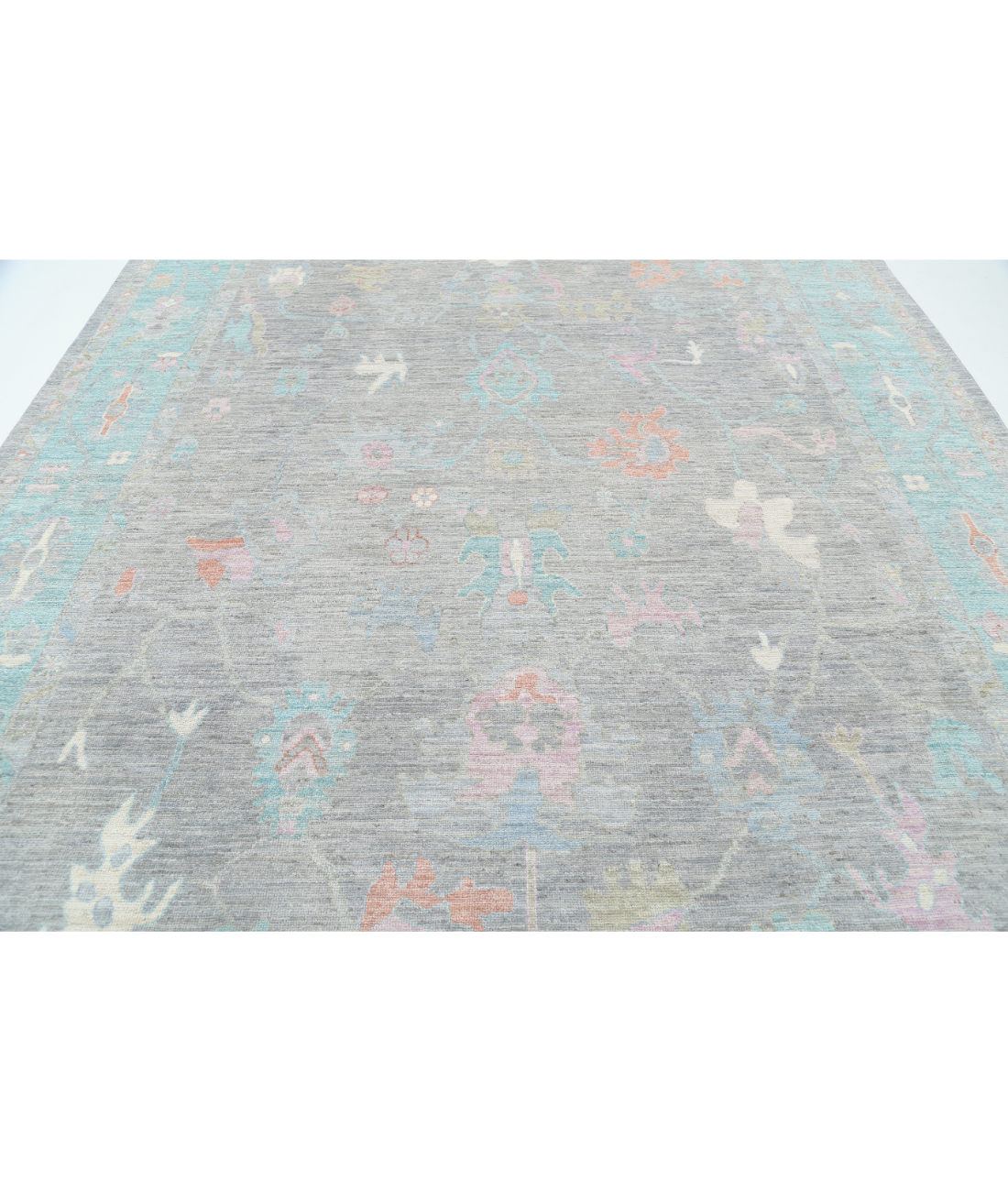 Oushak 9' 1" X 11' 9" Hand-Knotted Wool Rug 9' 1" X 11' 9" (277 X 358) / Grey / Green