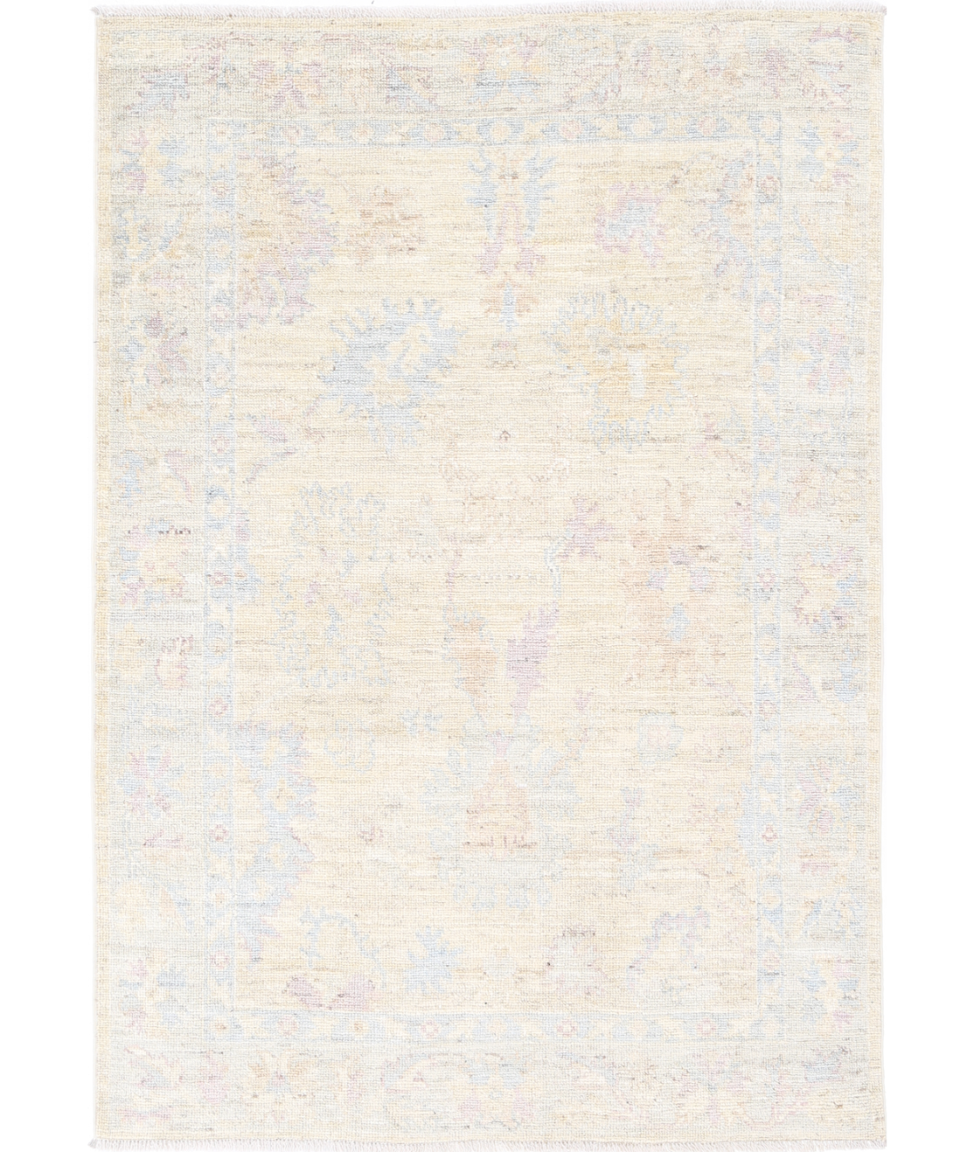 Oushak 4' 0" X 5' 11" Hand-Knotted Wool Rug 4' 0" X 5' 11" (122 X 180) / Beige / Silver