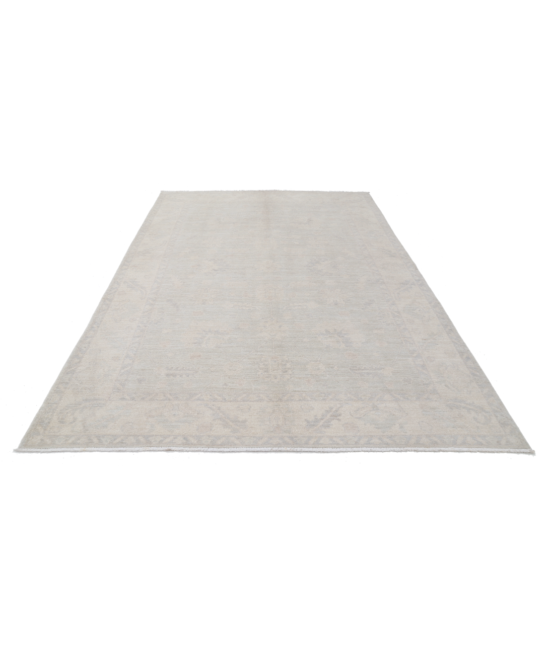 Oushak 6' 5" X 9' 6" Hand-Knotted Wool Rug 6' 5" X 9' 6" (196 X 290) / Silver / Ivory