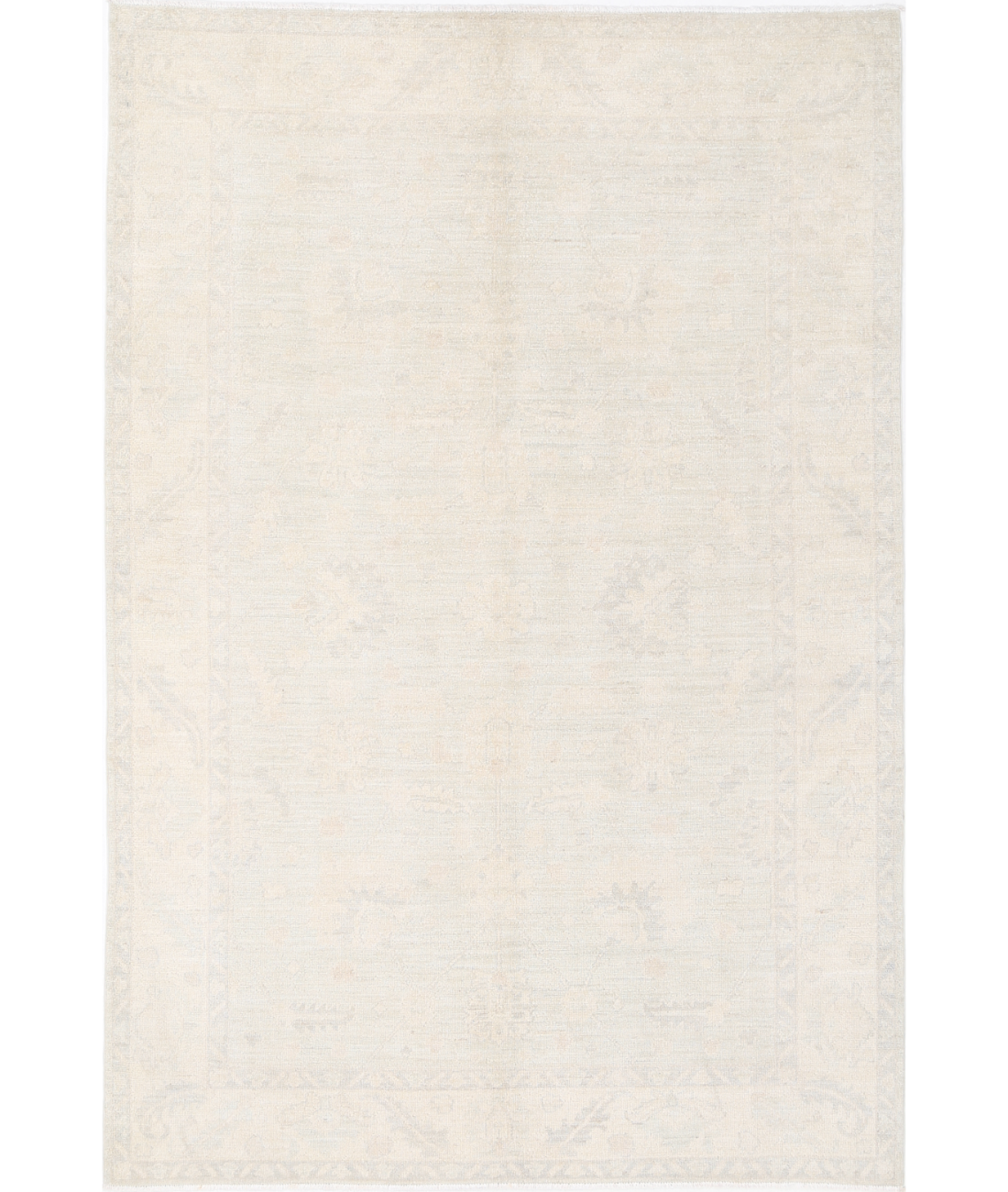 Oushak 6' 5" X 9' 6" Hand-Knotted Wool Rug 6' 5" X 9' 6" (196 X 290) / Silver / Ivory