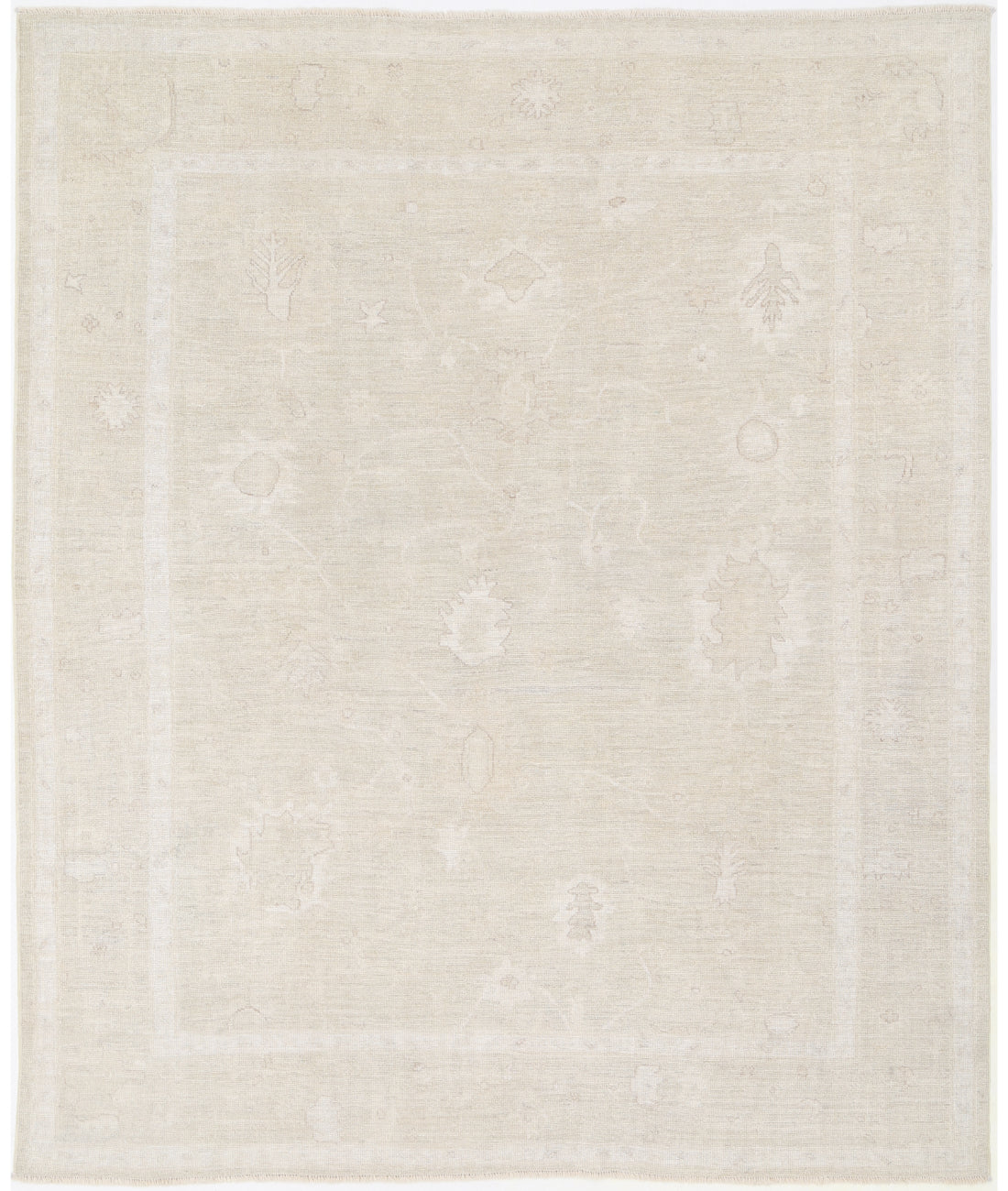 Oushak 7' 10" X 9' 8" Hand-Knotted Wool Rug 7' 10" X 9' 8" (239 X 295) / Beige / Beige