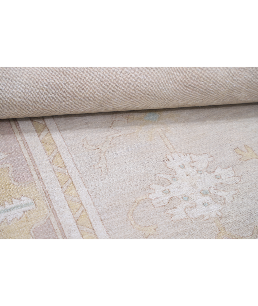 Hand Knotted Oushak Wool Rug 8' 10" X 11' 0" 8' 10" X 11' 0" (269 X 335) / Ivory / Peach