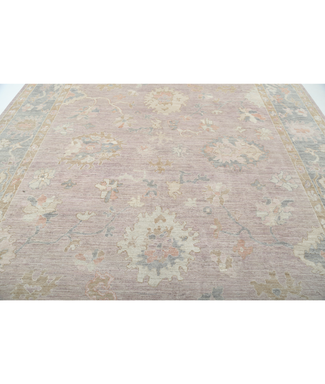 Hand Knotted Oushak Wool Rug 10' 3" X 13' 9" 10' 3" X 13' 9" (312 X 419) / Purple / Blue