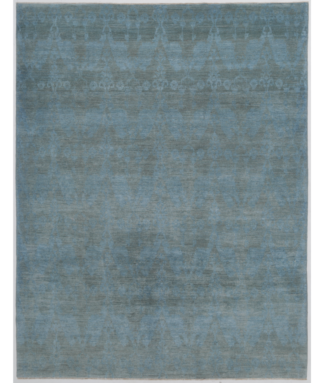 Hand Knotted Overdye Wool Rug 8' 10" X 11' 6" 8' 10" X 11' 6" (269 X 351) / Blue / Ivory
