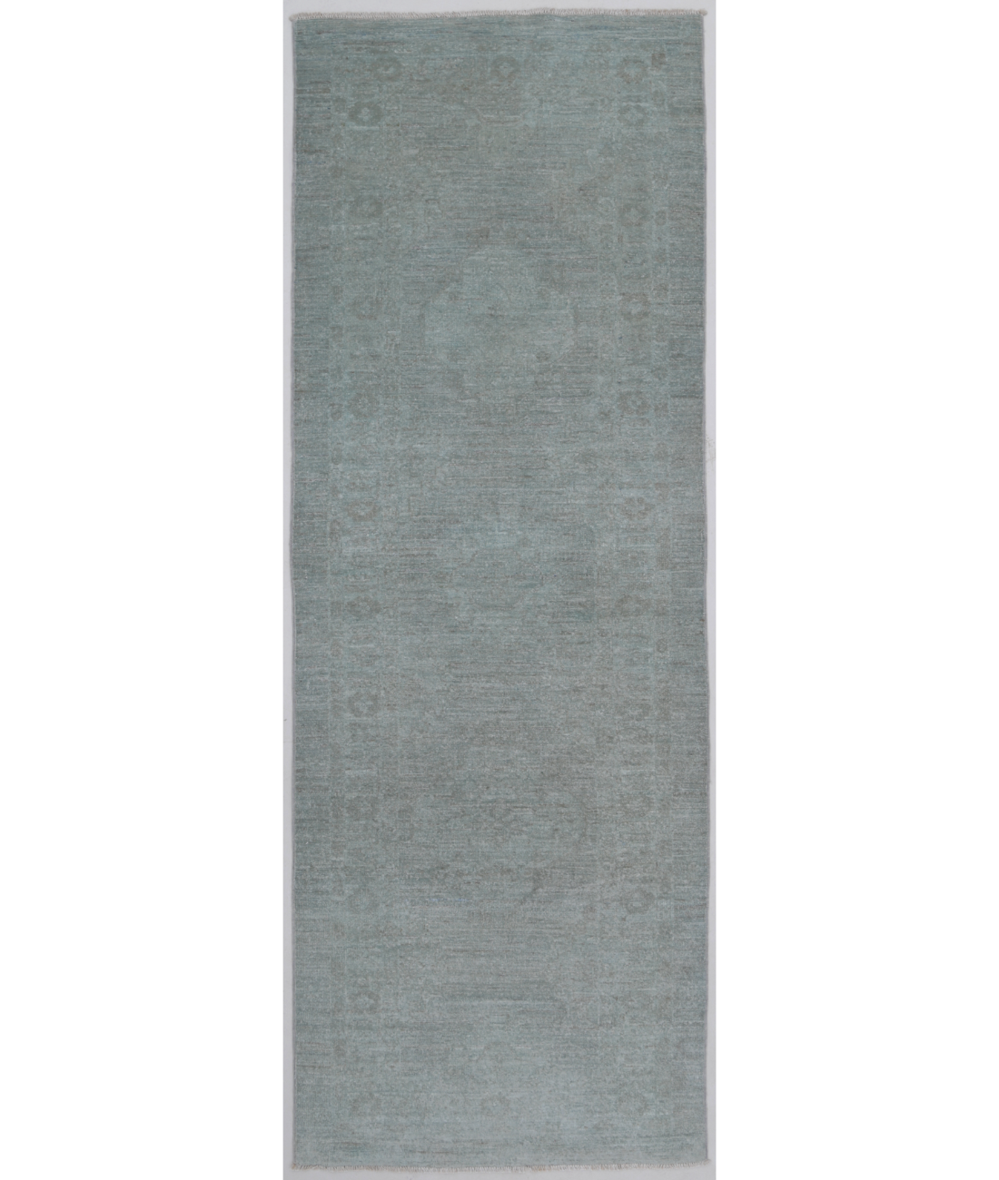 Hand Knotted Overdye Wool Rug 2' 9" X 7' 11" 2' 9" X 7' 11" (84 X 241) / Green / Ivory