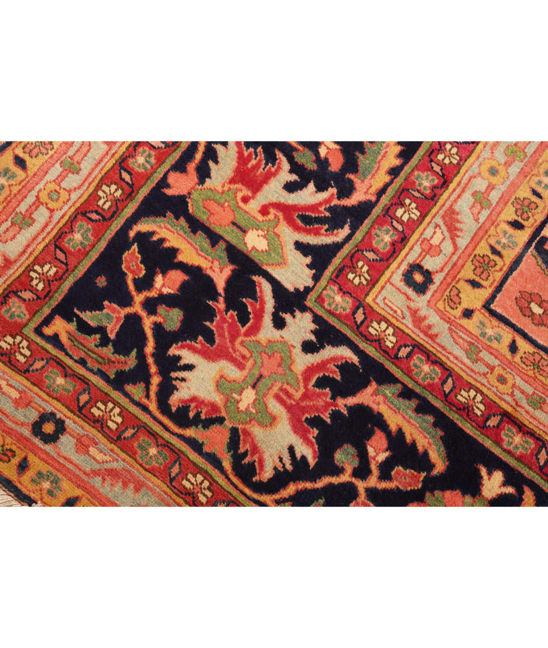 Heriz 12' 2" X 15' 7" Hand-Knotted Wool Rug 12' 2" X 15' 7" (371 X 475) / Pink / Blue