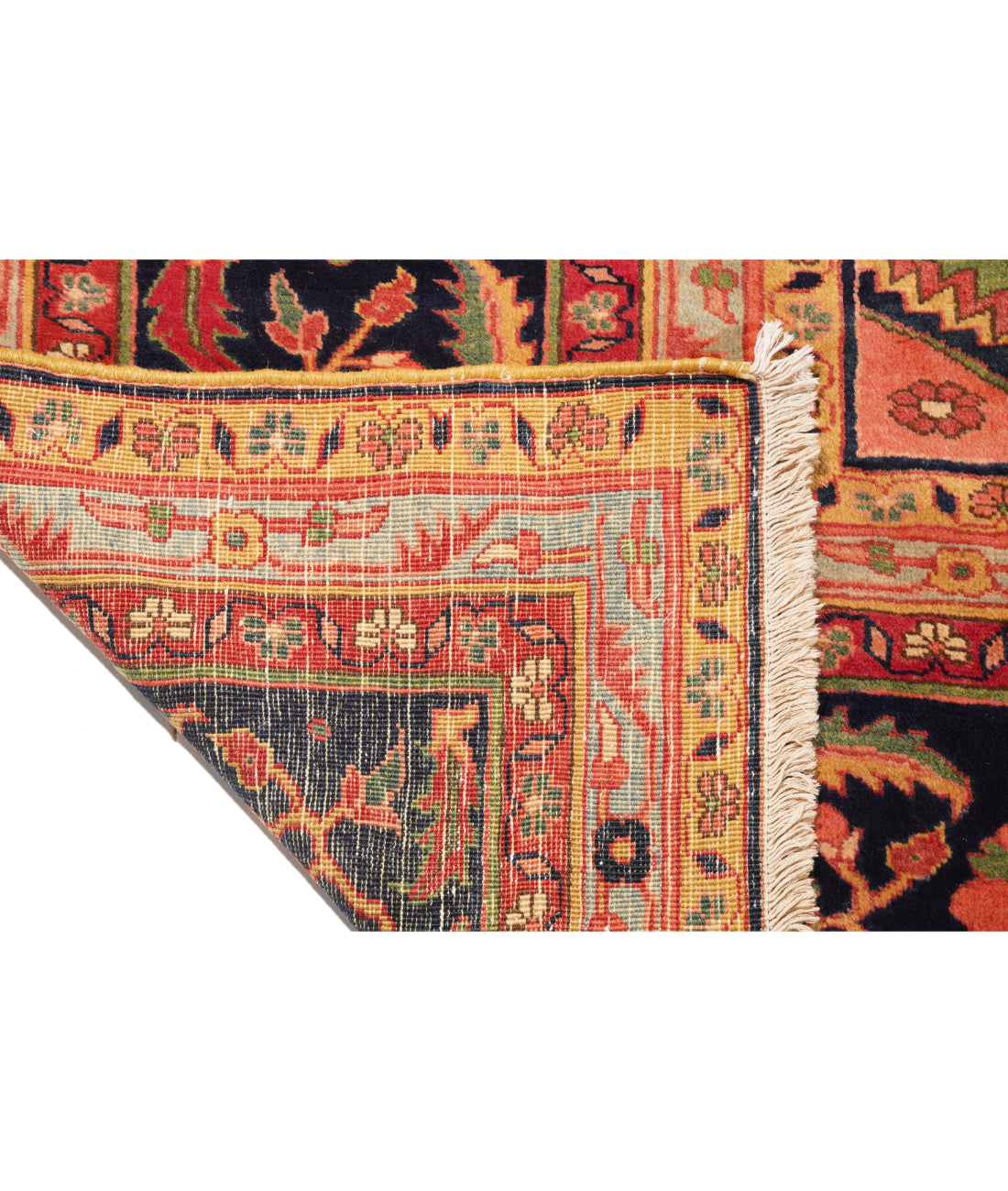 Heriz 12' 2" X 15' 7" Hand-Knotted Wool Rug 12' 2" X 15' 7" (371 X 475) / Pink / Blue