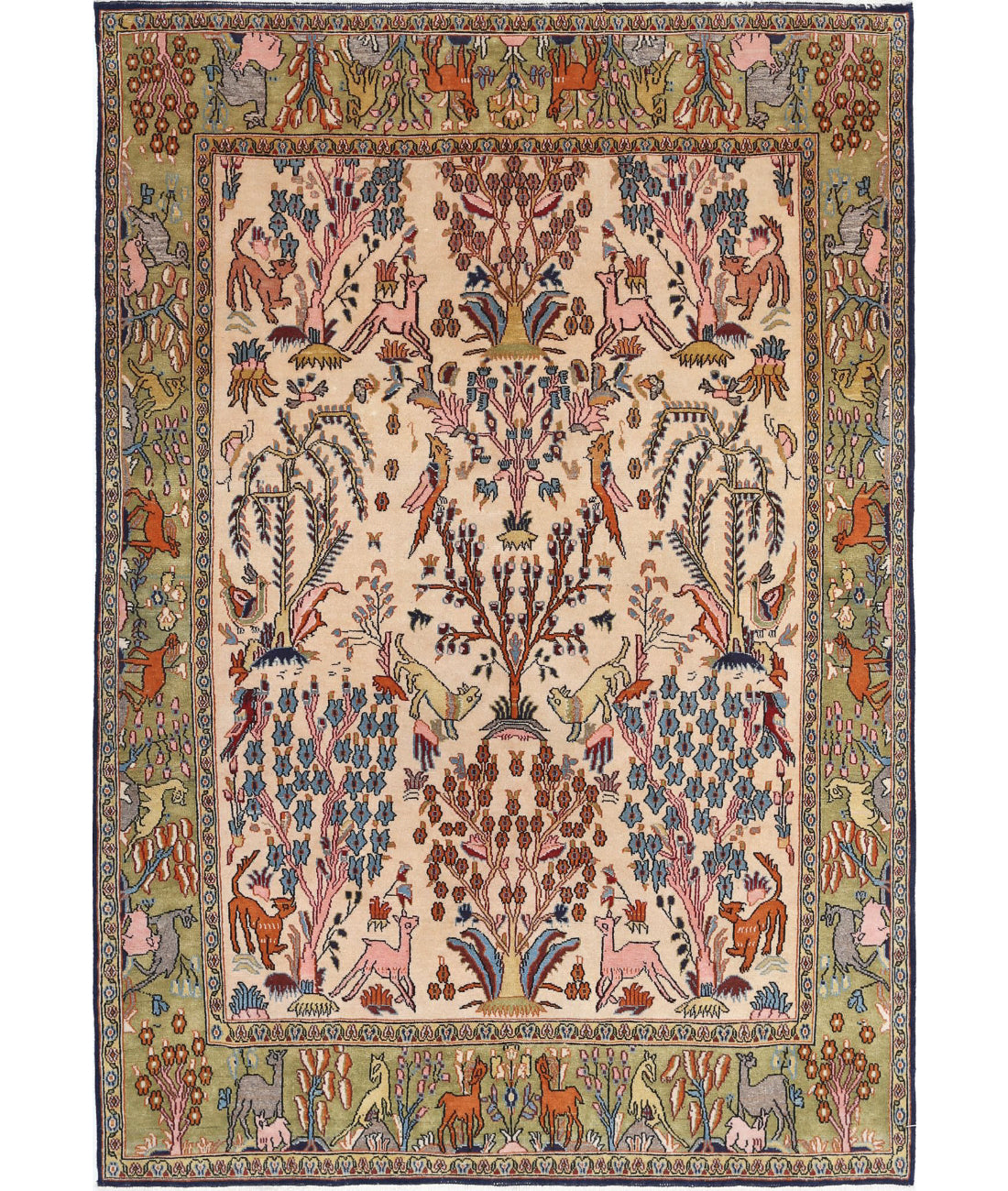 Qum 4'6'' X 6'8'' Hand-Knotted Wool Rug 4'6'' x 6'8'' (135 X 200) / Ivory / N/A