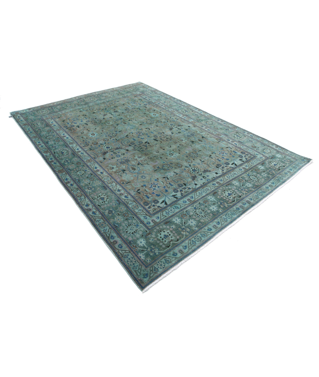 Vintage 6'10'' X 9'8'' Hand-Knotted Wool Rug 6'10'' x 9'8'' (205 X 290) / Teal / Blue