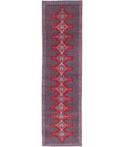 Senneh 3'1'' X 12'1'' Hand-Knotted Wool Rug 3'1'' x 12'1'' (93 X 363) / Red / Blue