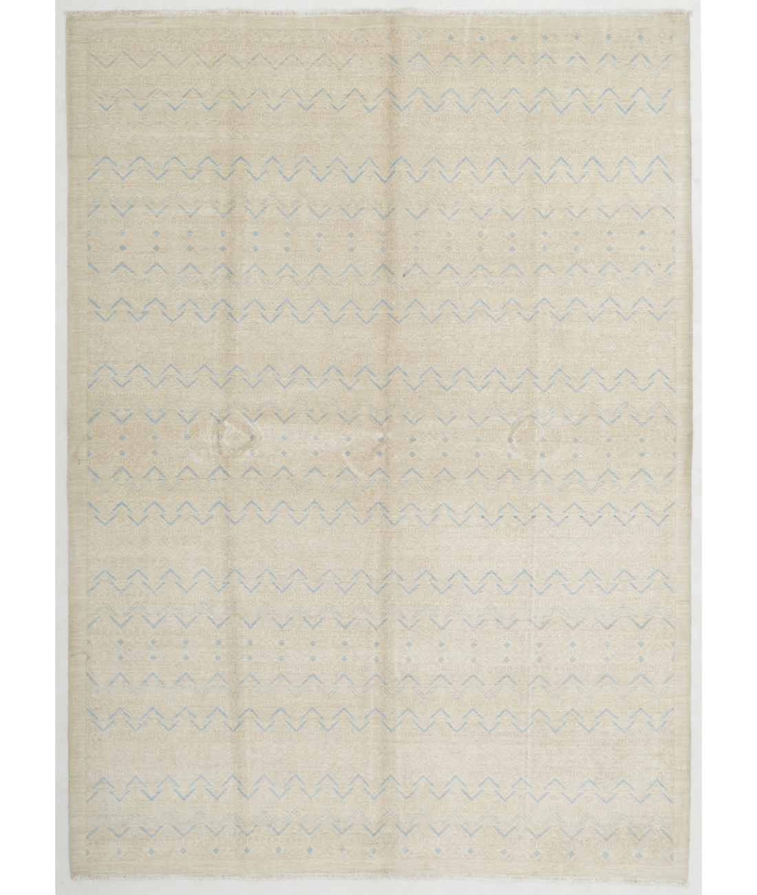 Hand Knotted Serenity Wool Rug 6' 4" X 8' 11" 6' 4" X 8' 11" (193 X 272) / Ivory / Blue