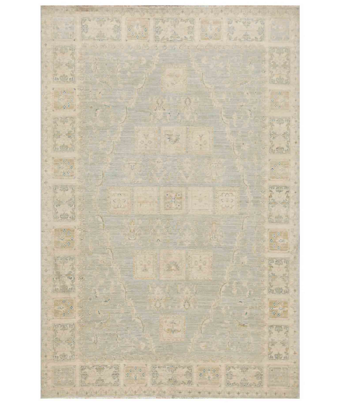 Hand Knotted Serenity Wool Rug 5' 6" X 7' 11" 5' 6" X 7' 11" (168 X 241) / Blue / Ivory