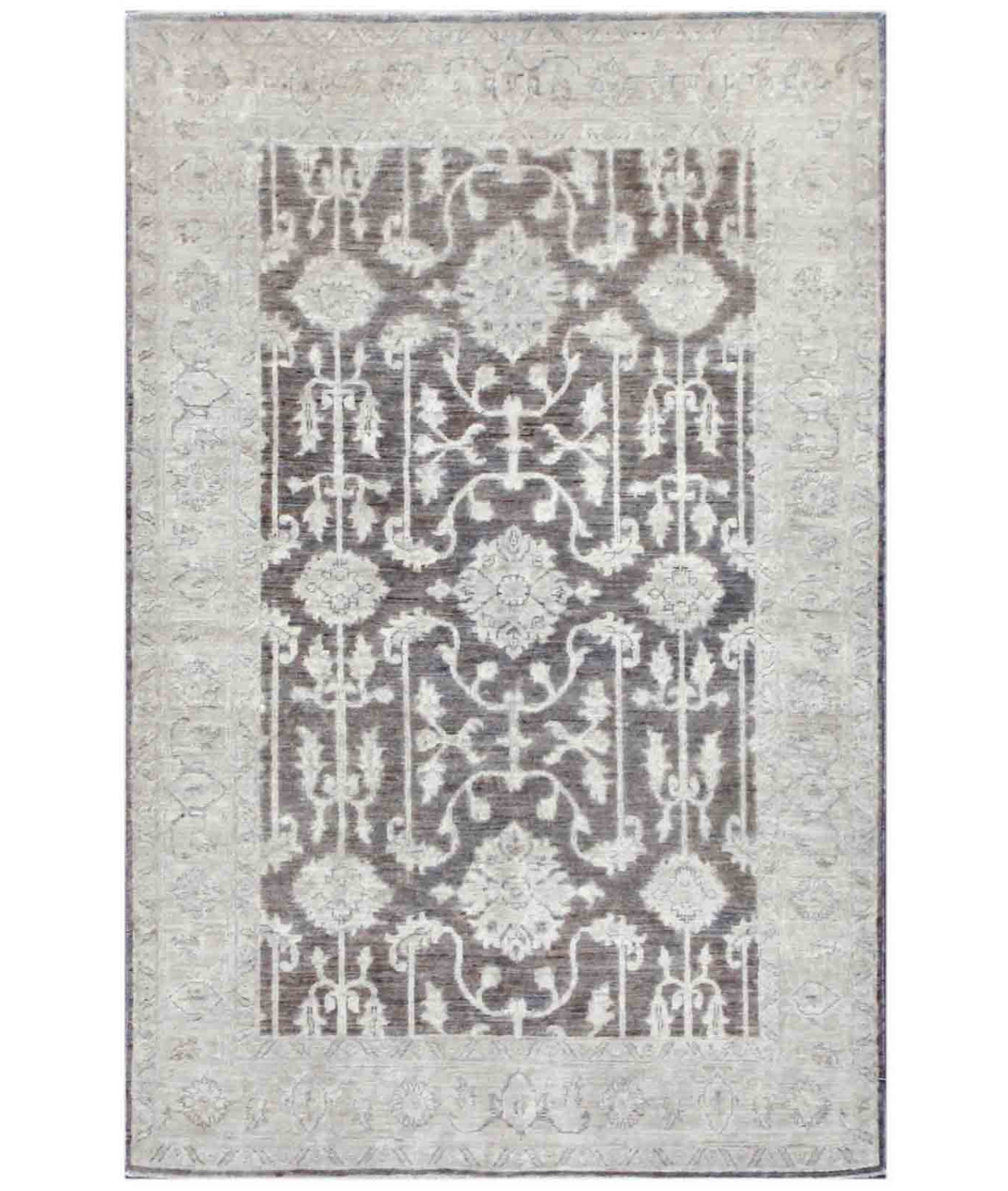 Hand Knotted Serenity Wool Rug 4' 0" X 6' 3" 4' 0" X 6' 3" (122 X 191) / Brown / Ivory