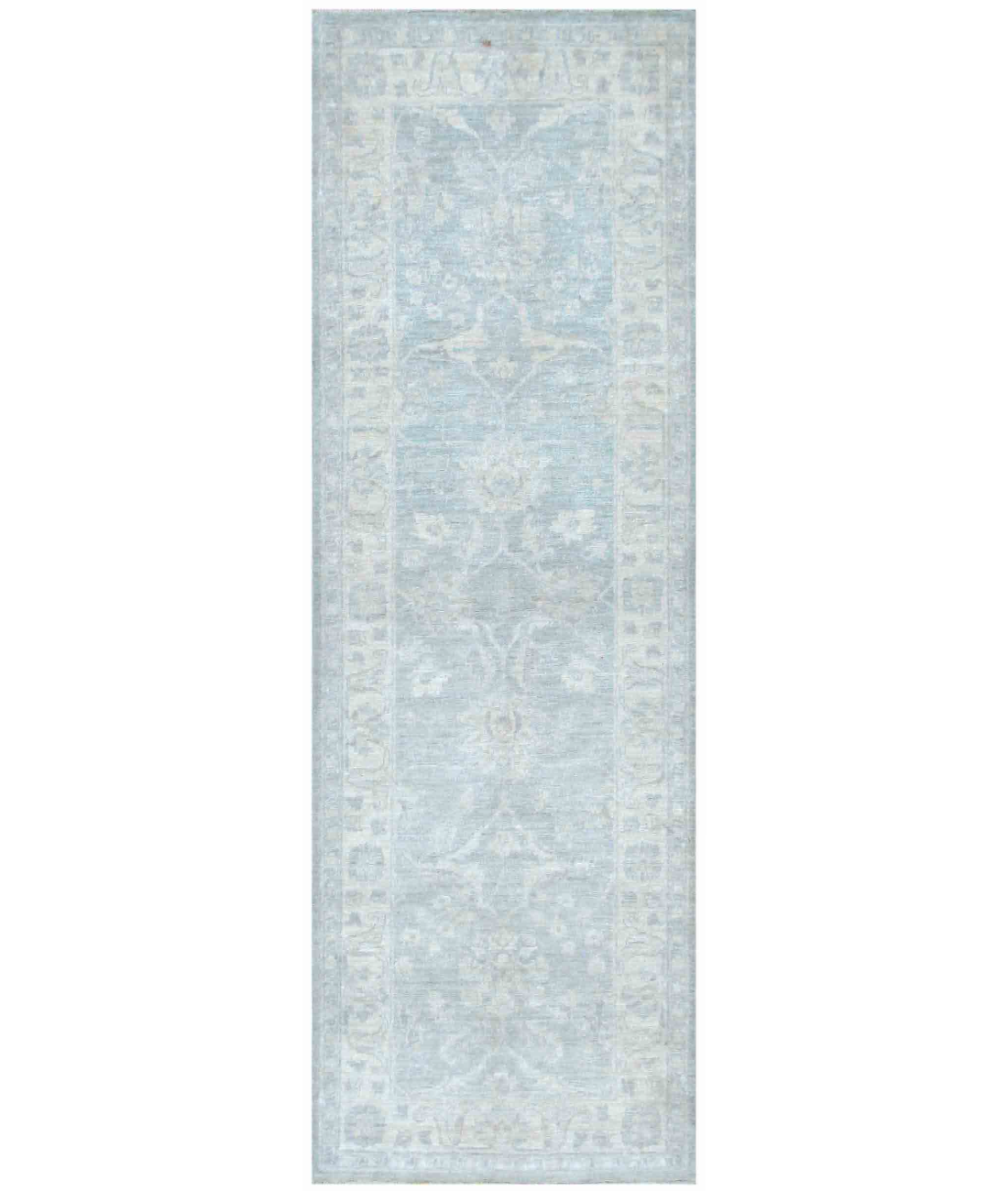 Hand Knotted Serenity Wool Rug 2' 7" X 7' 11" 2' 7" X 7' 11" (79 X 241) / Blue / Ivory