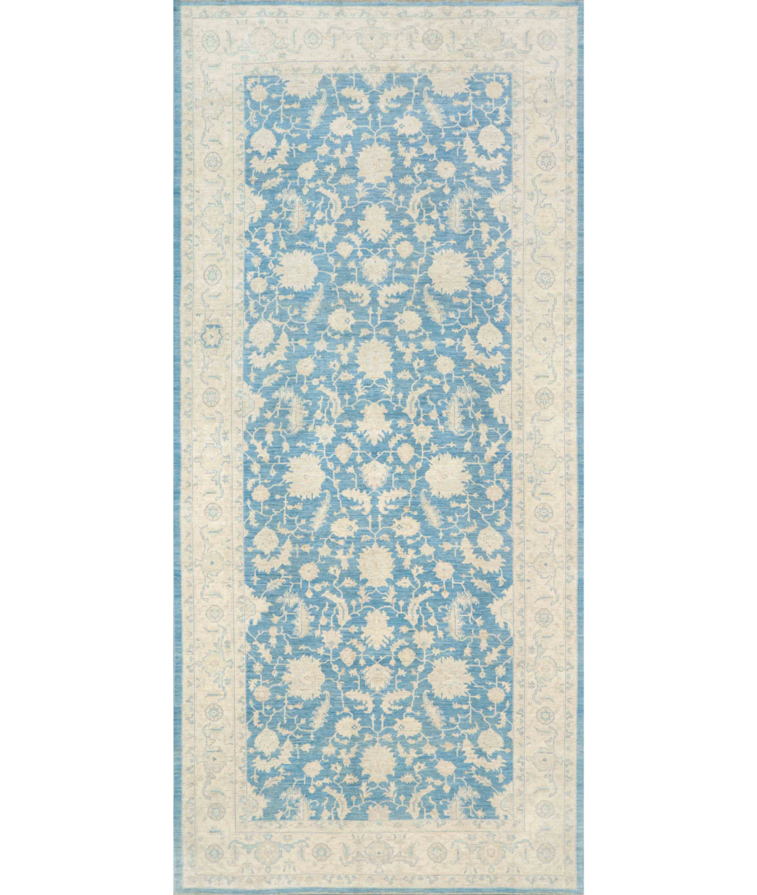 Hand Knotted Serenity Wool Rug 8' 10" X 19' 9" 8' 10" X 19' 9" (269 X 602) / Blue / Ivory