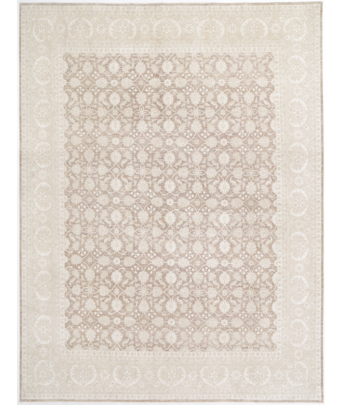 Hand Knotted Serenity Wool Rug 13' 2" X 17' 6" 13' 2" X 17' 6" (401 X 533) / Brown / Taupe