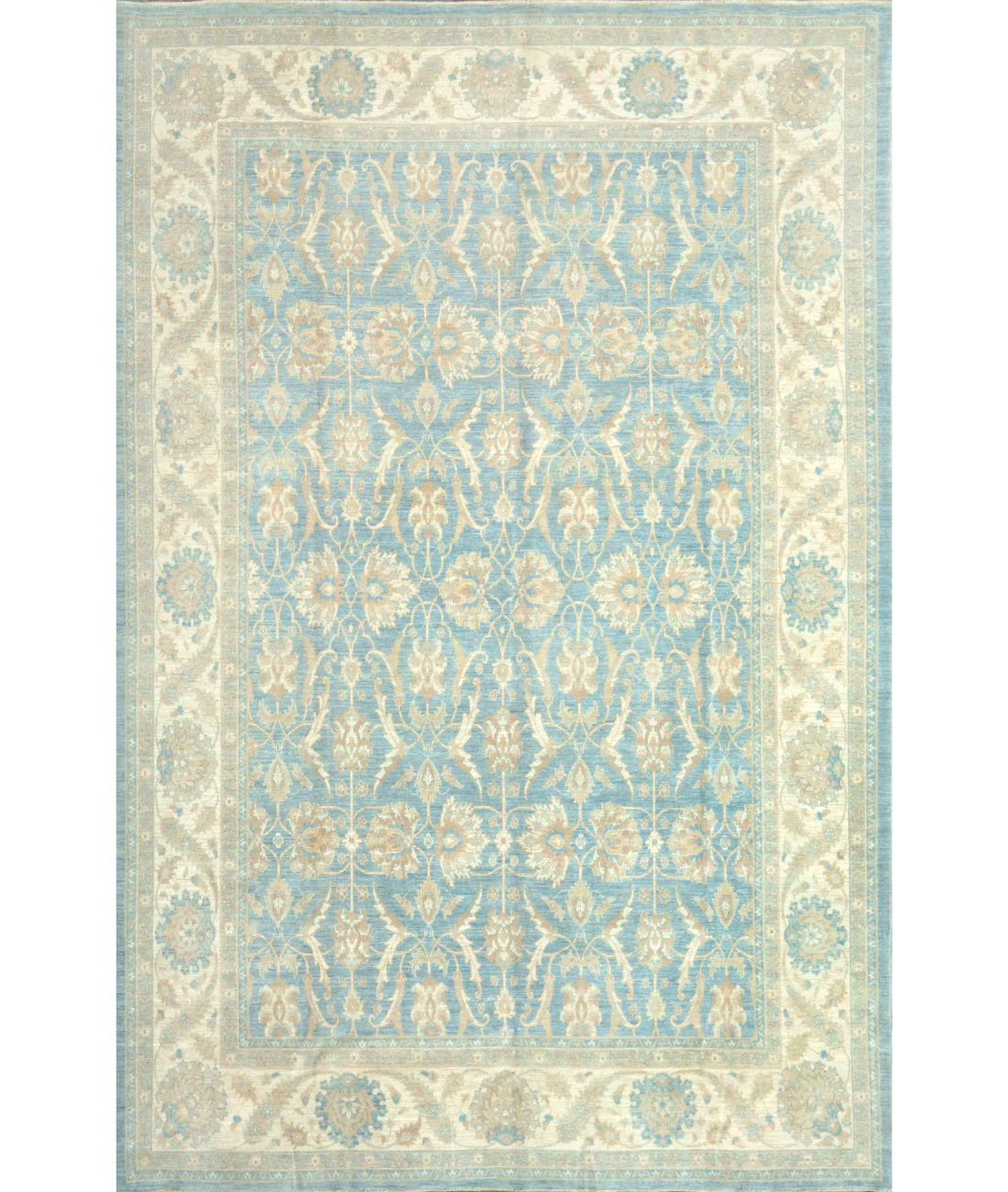 Hand Knotted Serenity Wool Rug 9' 2" X 12' 2" 9' 2" X 12' 2" (280 X 371) / Blue / Ivory