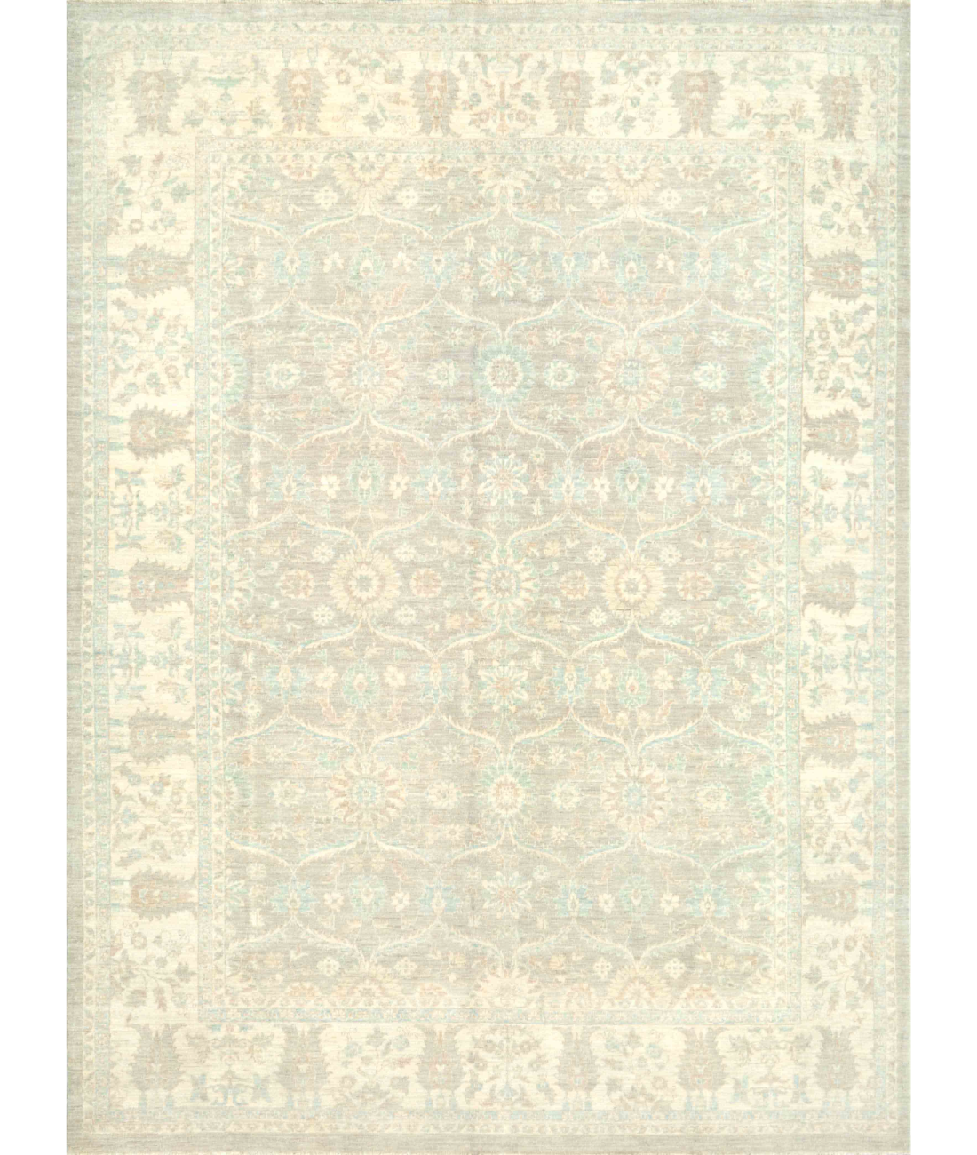 Hand Knotted Serenity Wool Rug 8' 9" X 11' 7" 8' 9" X 11' 7" (267 X 353) / Brown / Ivory