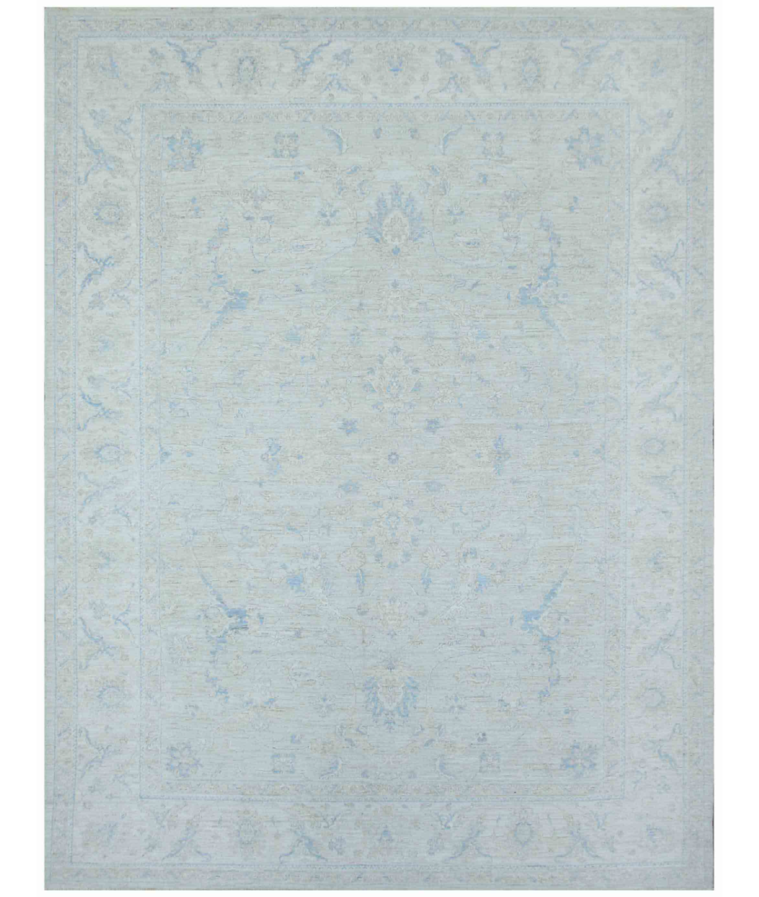 Hand Knotted Serenity Wool Rug 9' 0" X 12' 0" 9' 0" X 12' 0" (274 X 366) / Ivory / Blue