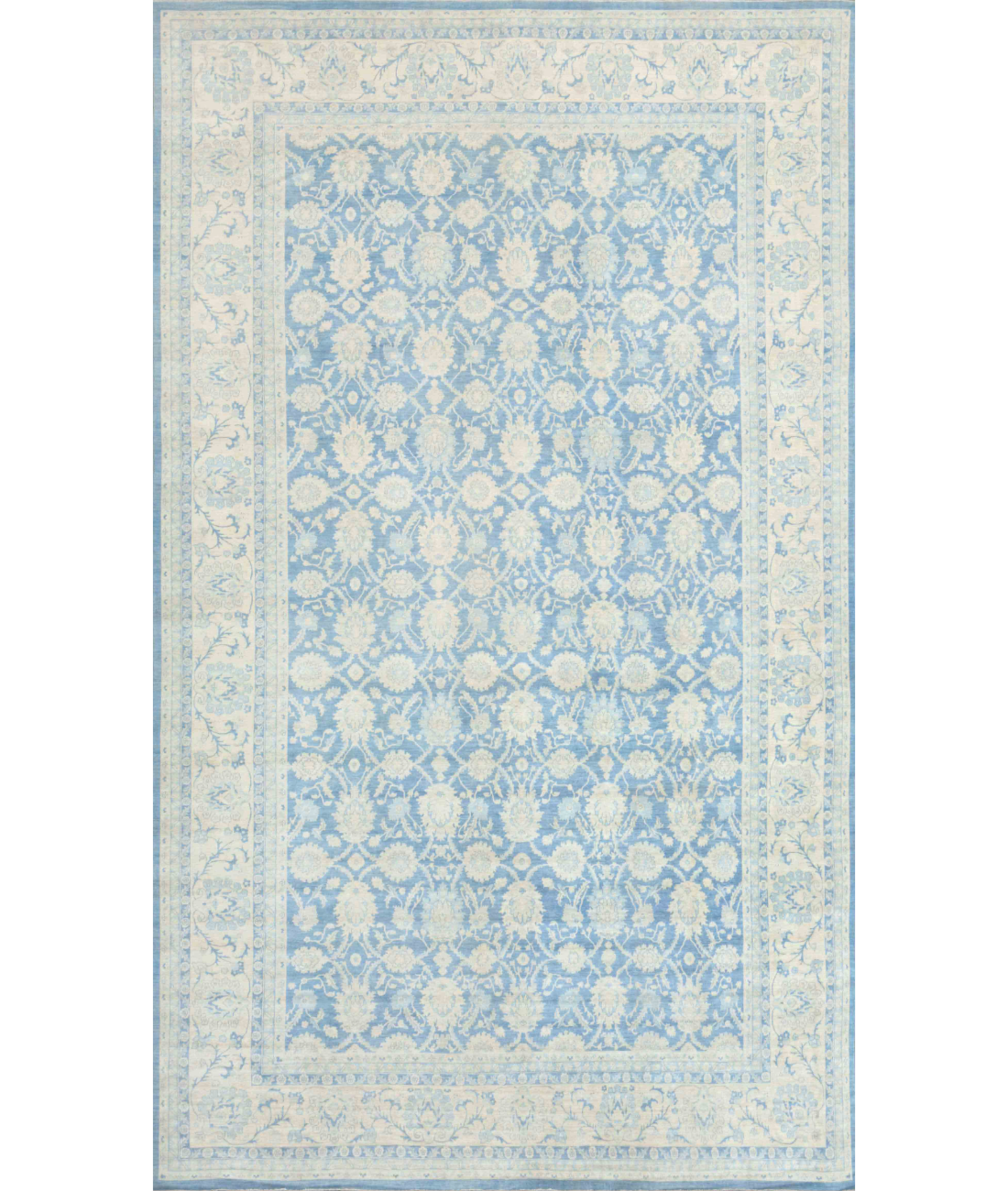 Hand Knotted Serenity Wool Rug 18' 2" X 27' 8" 18' 2" X 27' 8" (554 X 843) / Blue / Ivory