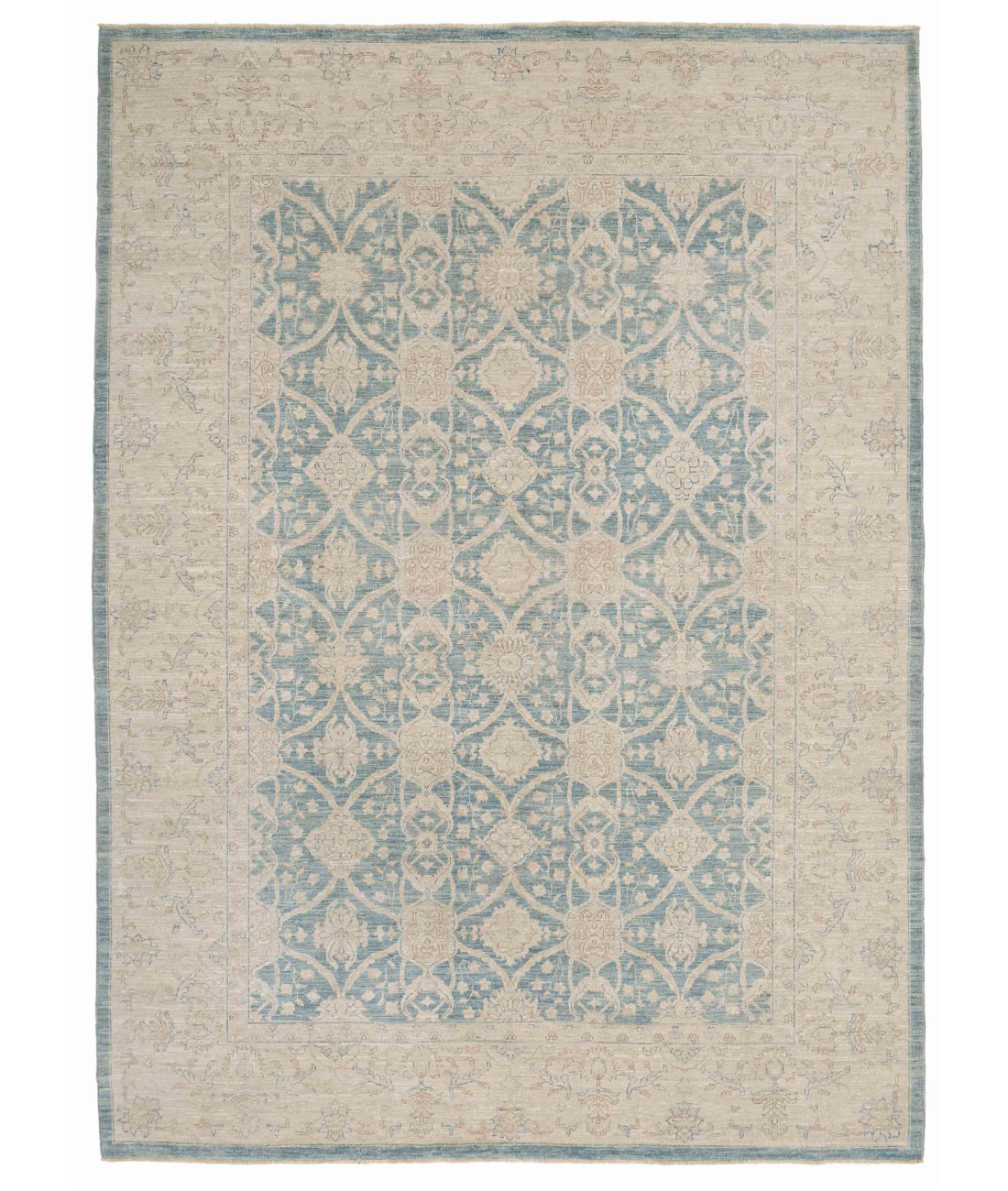 Hand Knotted Serenity Wool Rug 6' 2" X 8' 7" 6' 2" X 8' 7" (188 X 262) / Blue / Ivory